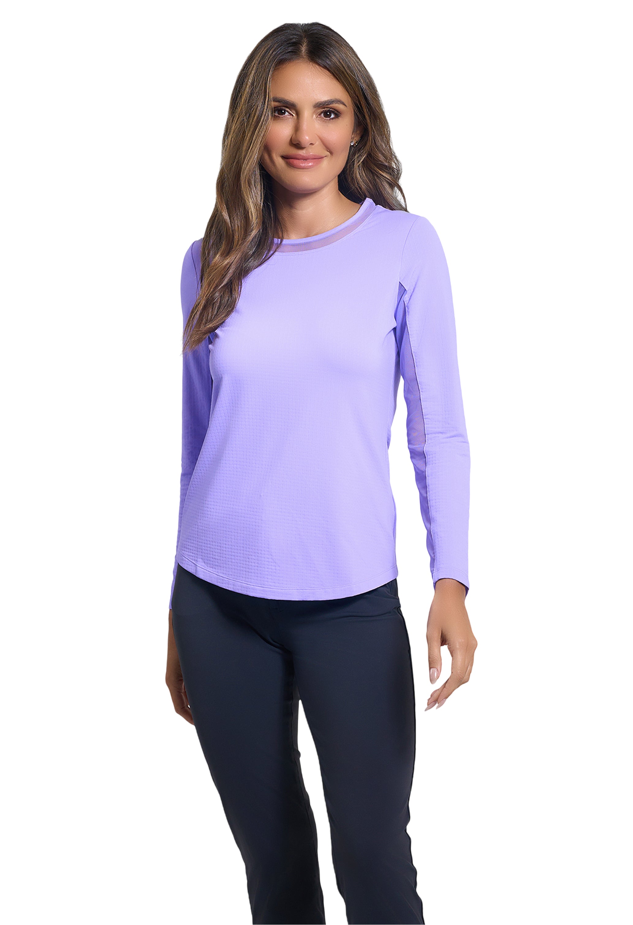 Long Sleeve Crew Neck with Mesh