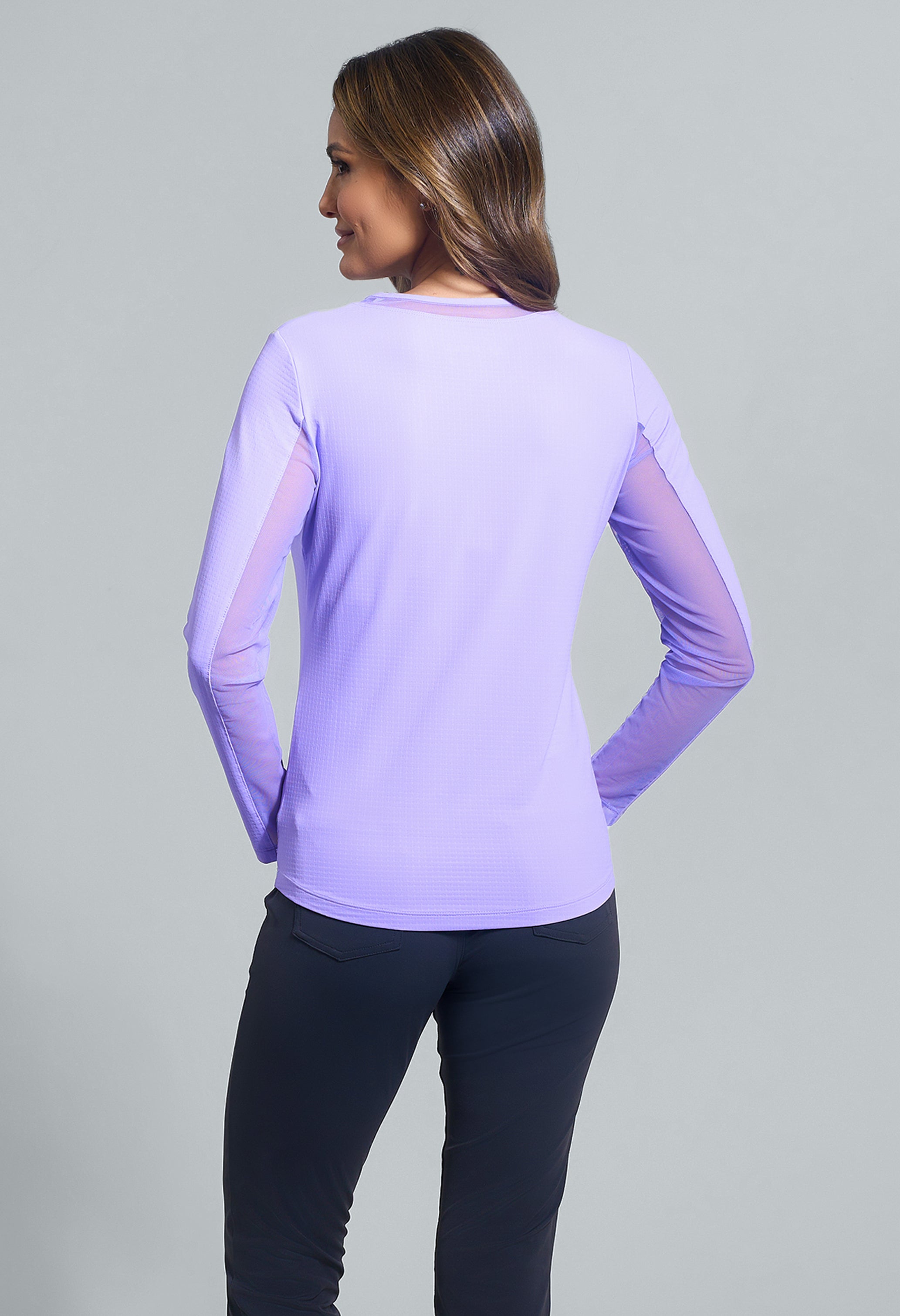 Long Sleeve Crew Neck with Mesh