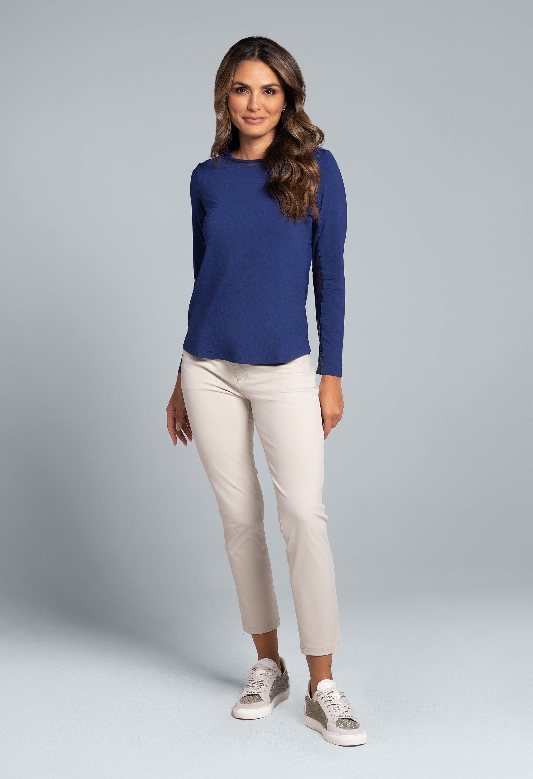 Long Sleeve Crew Neck with Mesh