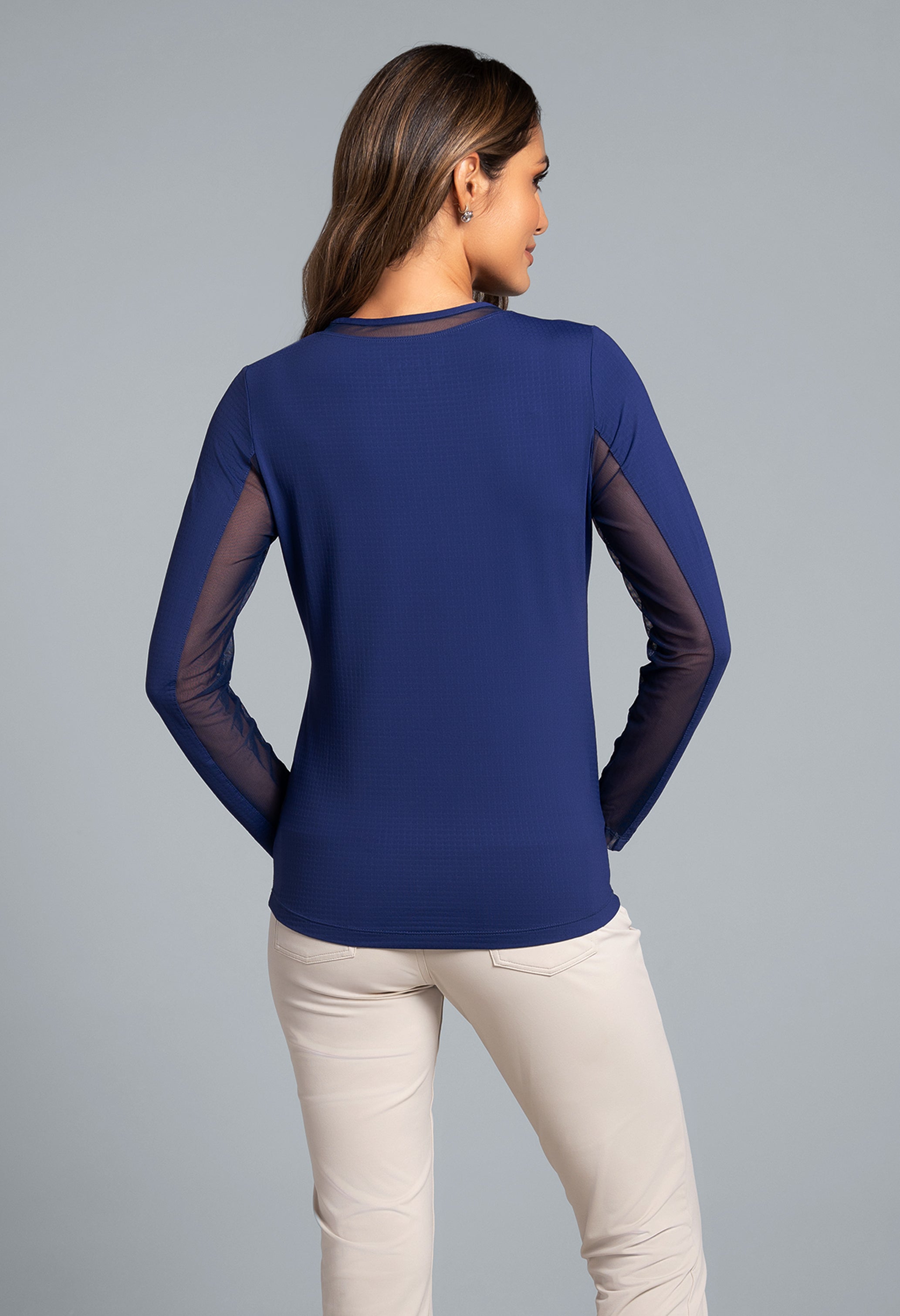 Long Sleeve Crew Neck with Mesh