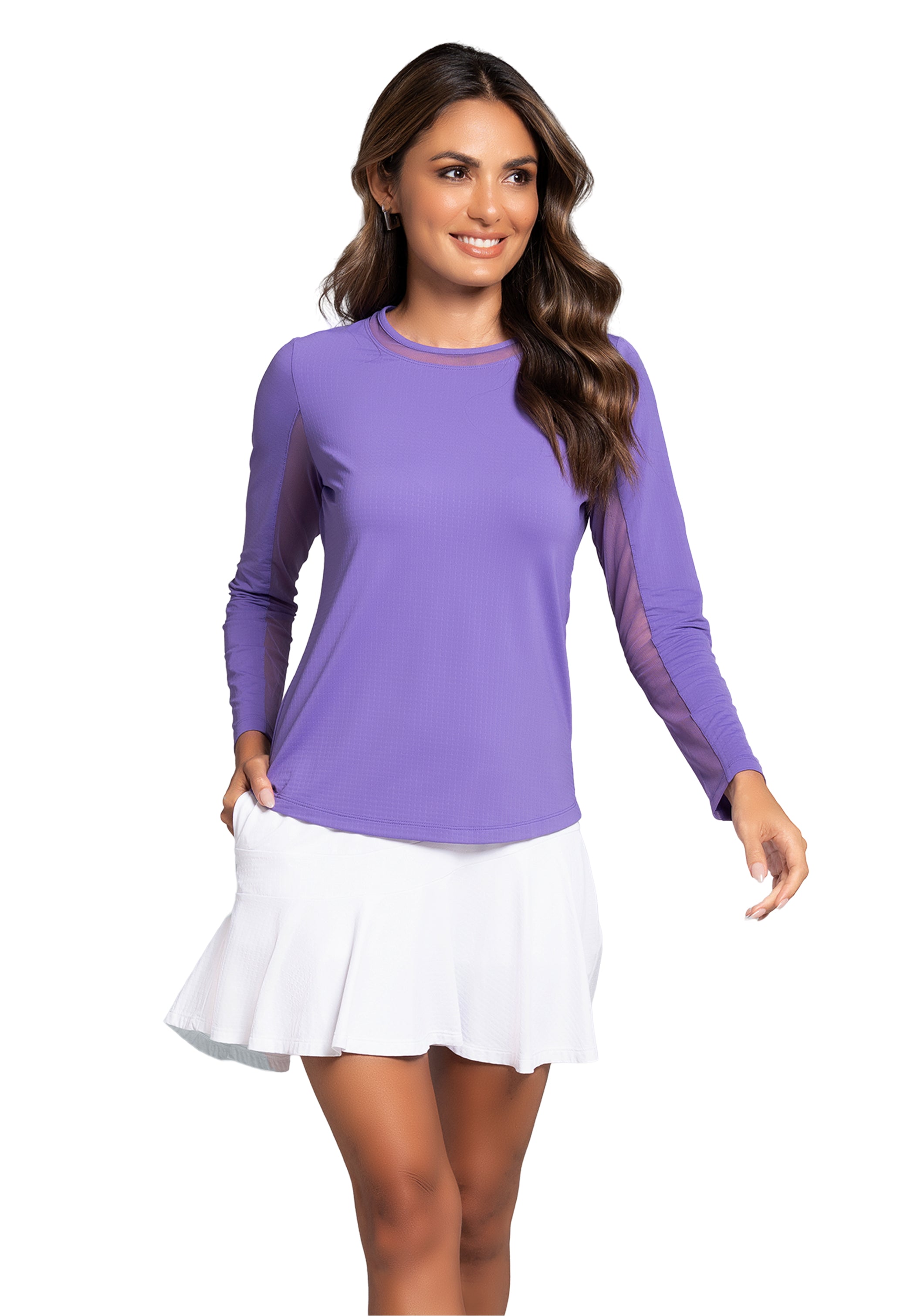 Long Sleeve Crew Neck with Mesh