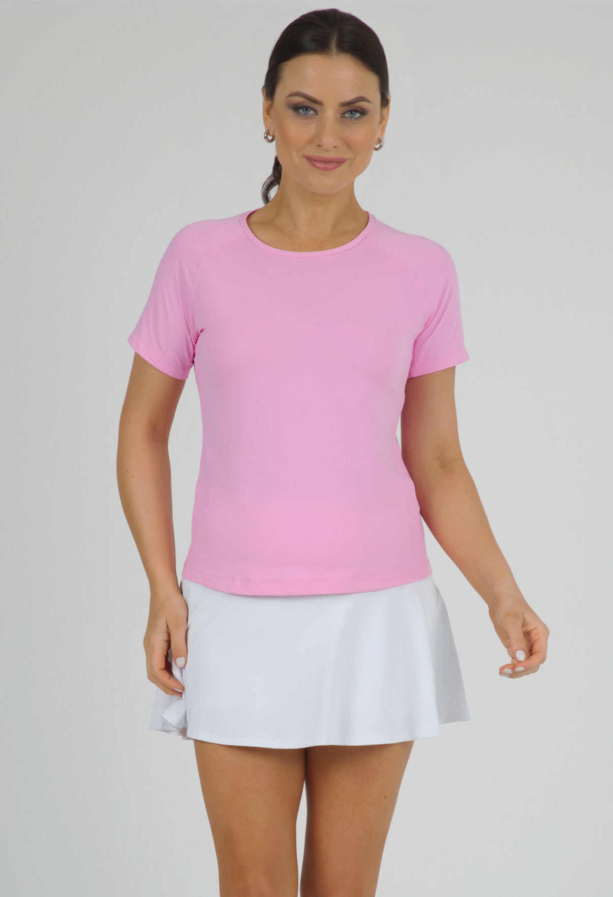 IBKÜL - Solid Short Sleeve Crew Neck - 85000 - Color: Candy Pink