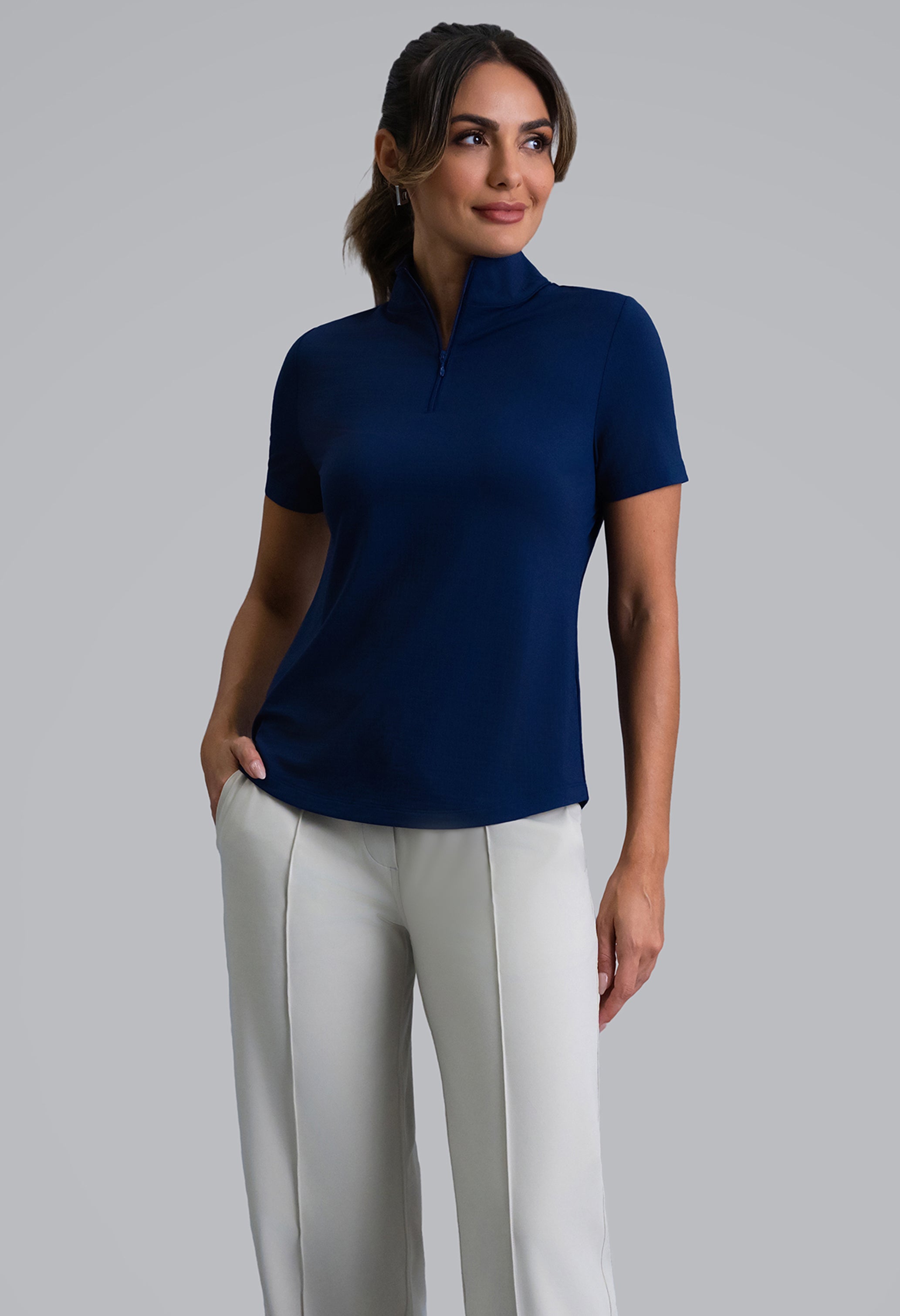 Short Sleeve Mock Neck