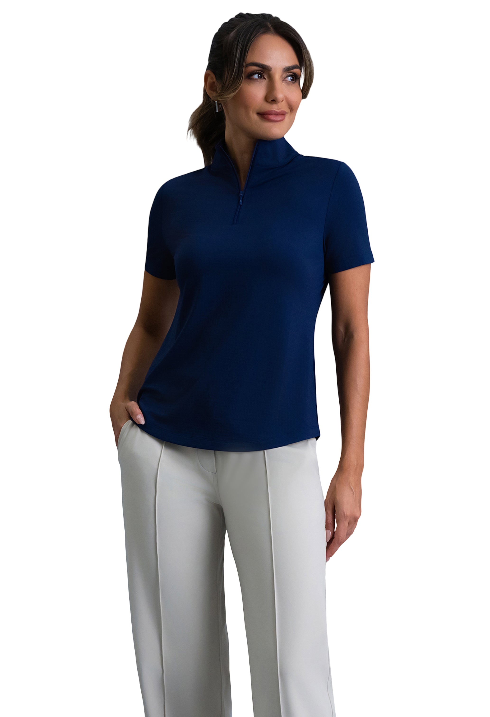 Short Sleeve Mock Neck