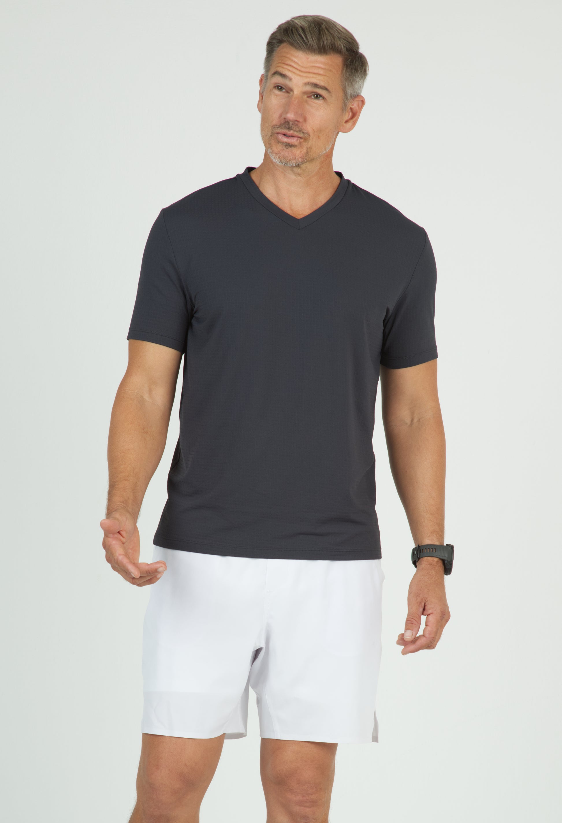 IBKÜL - Solid Short Sleeve V Neck - 89199 - Color: Charcoal