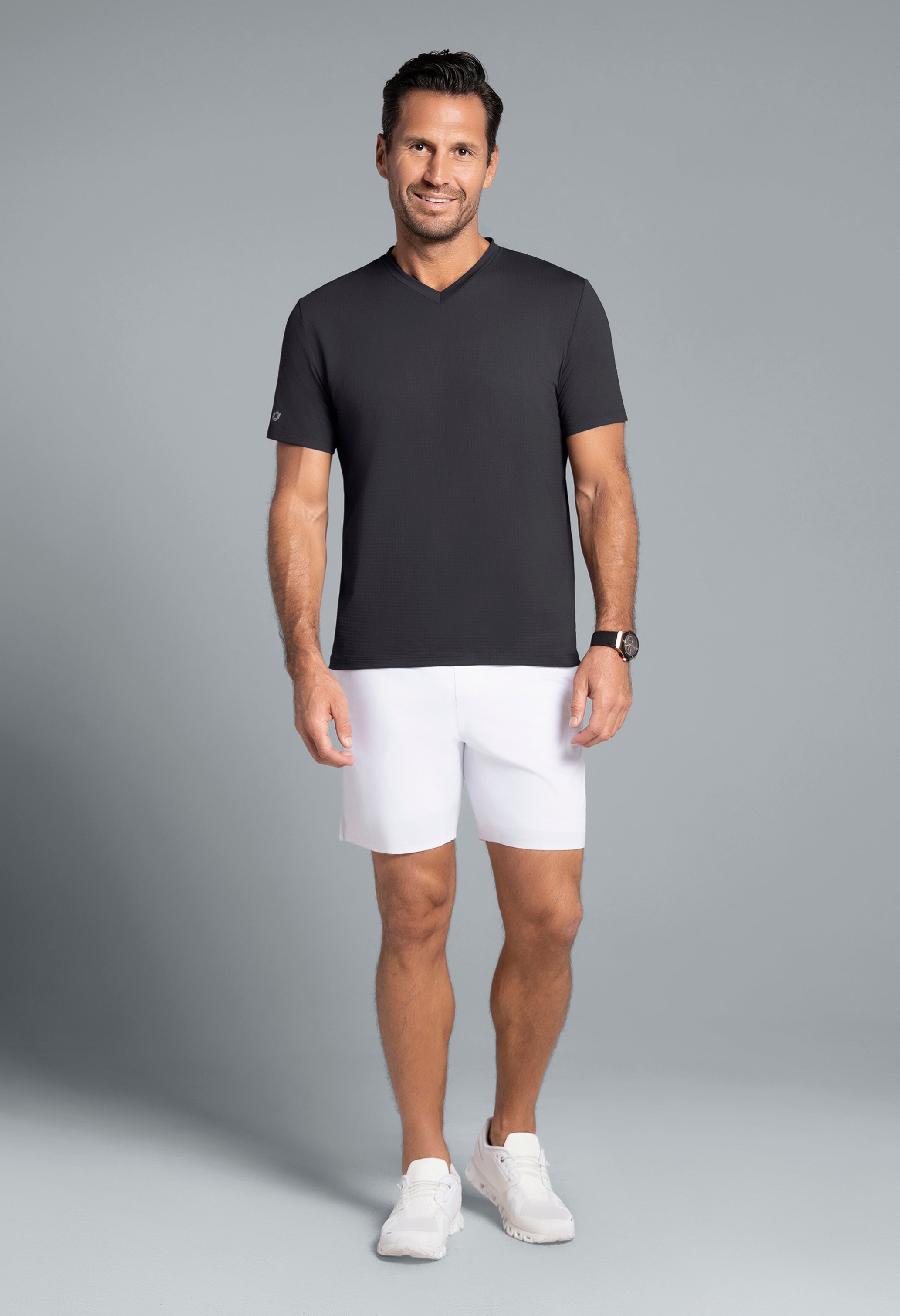 Solid Short Sleeve V Neck
