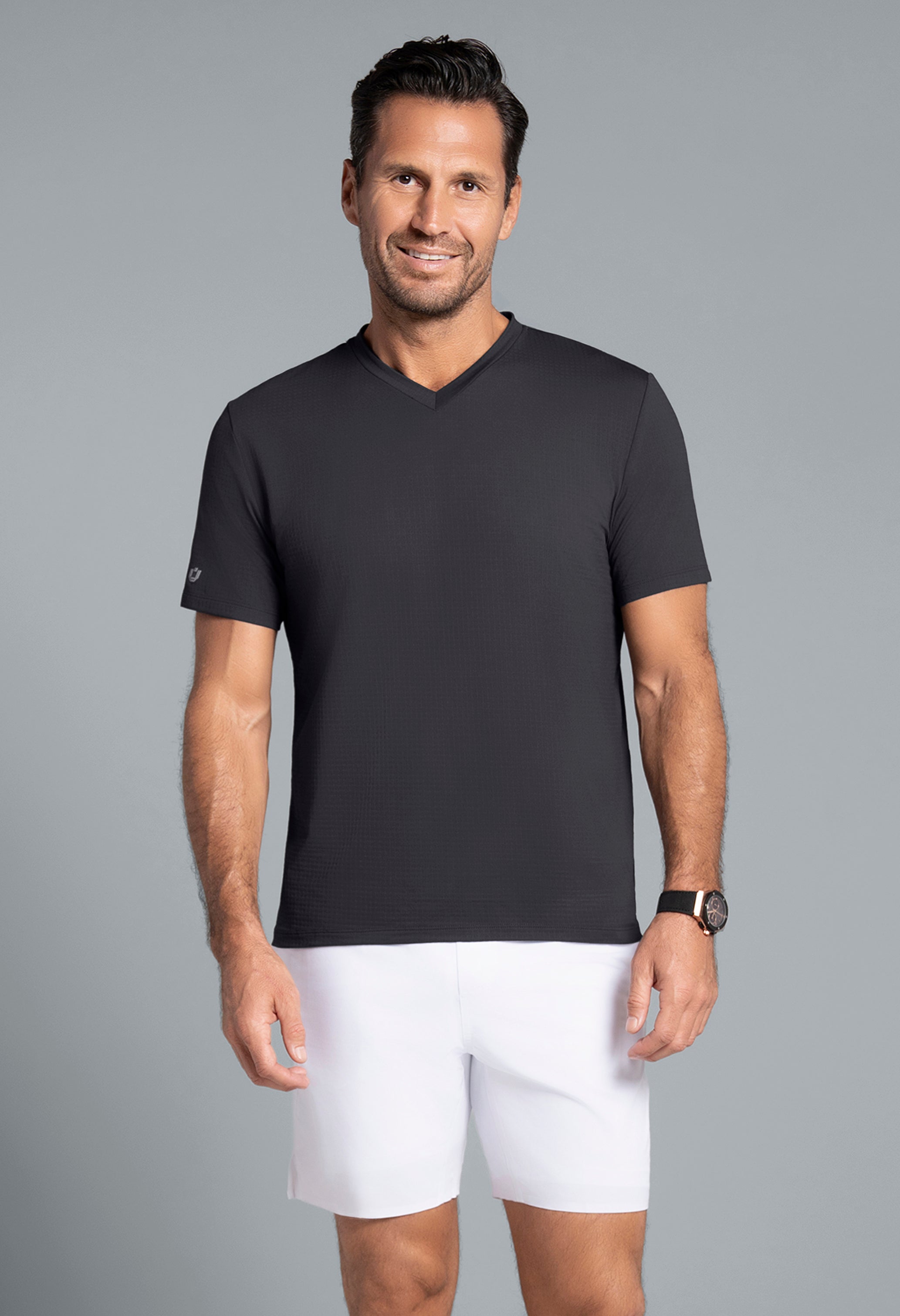 Solid Short Sleeve V Neck