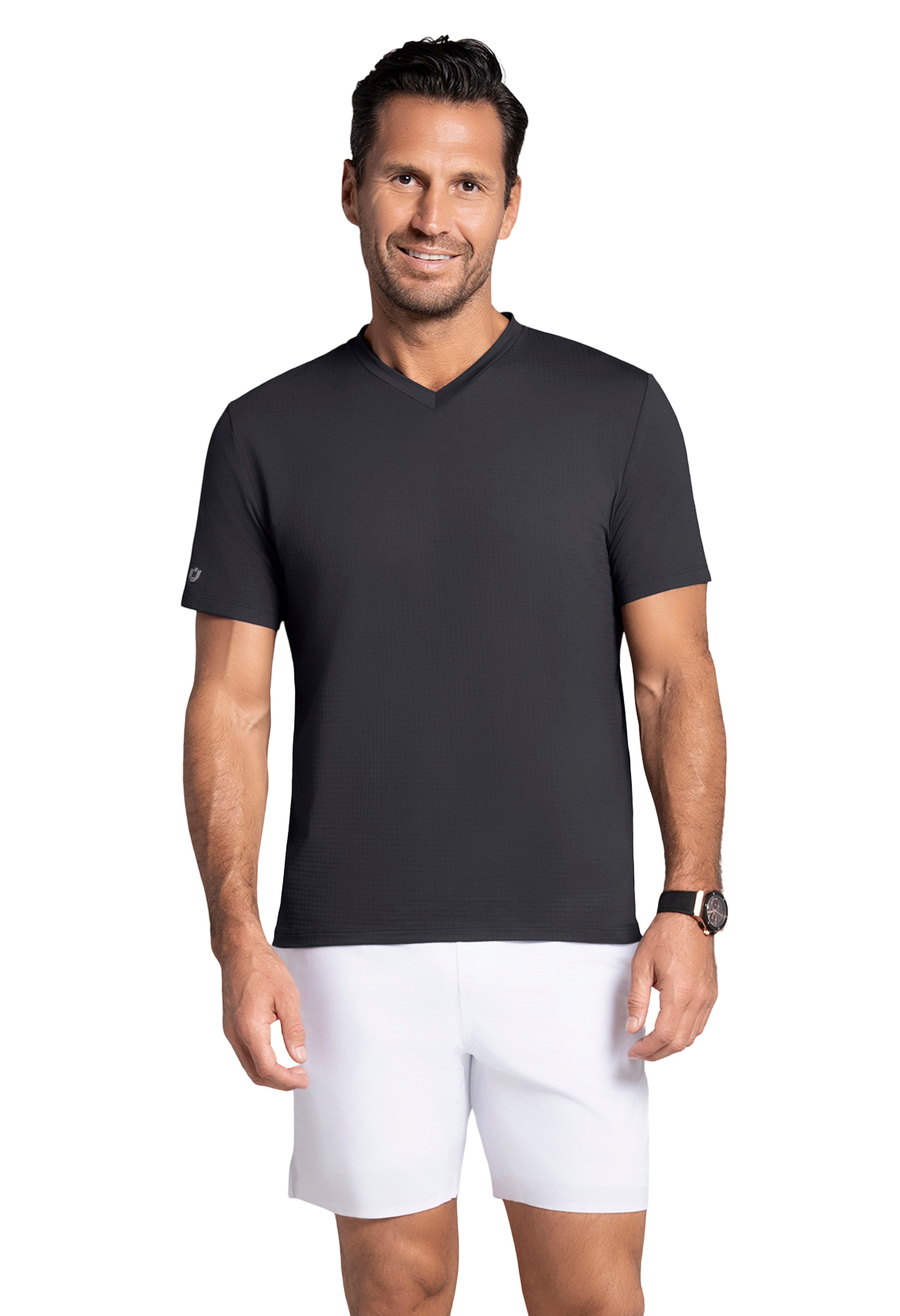 Solid Short Sleeve V Neck