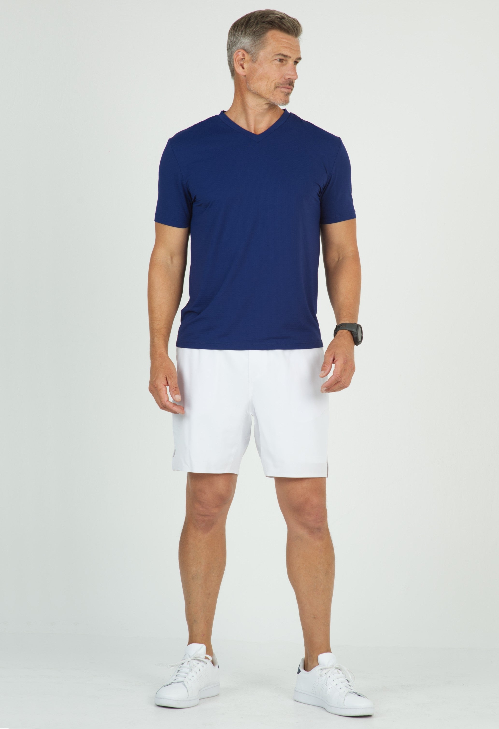 Solid Short Sleeve V Neck
