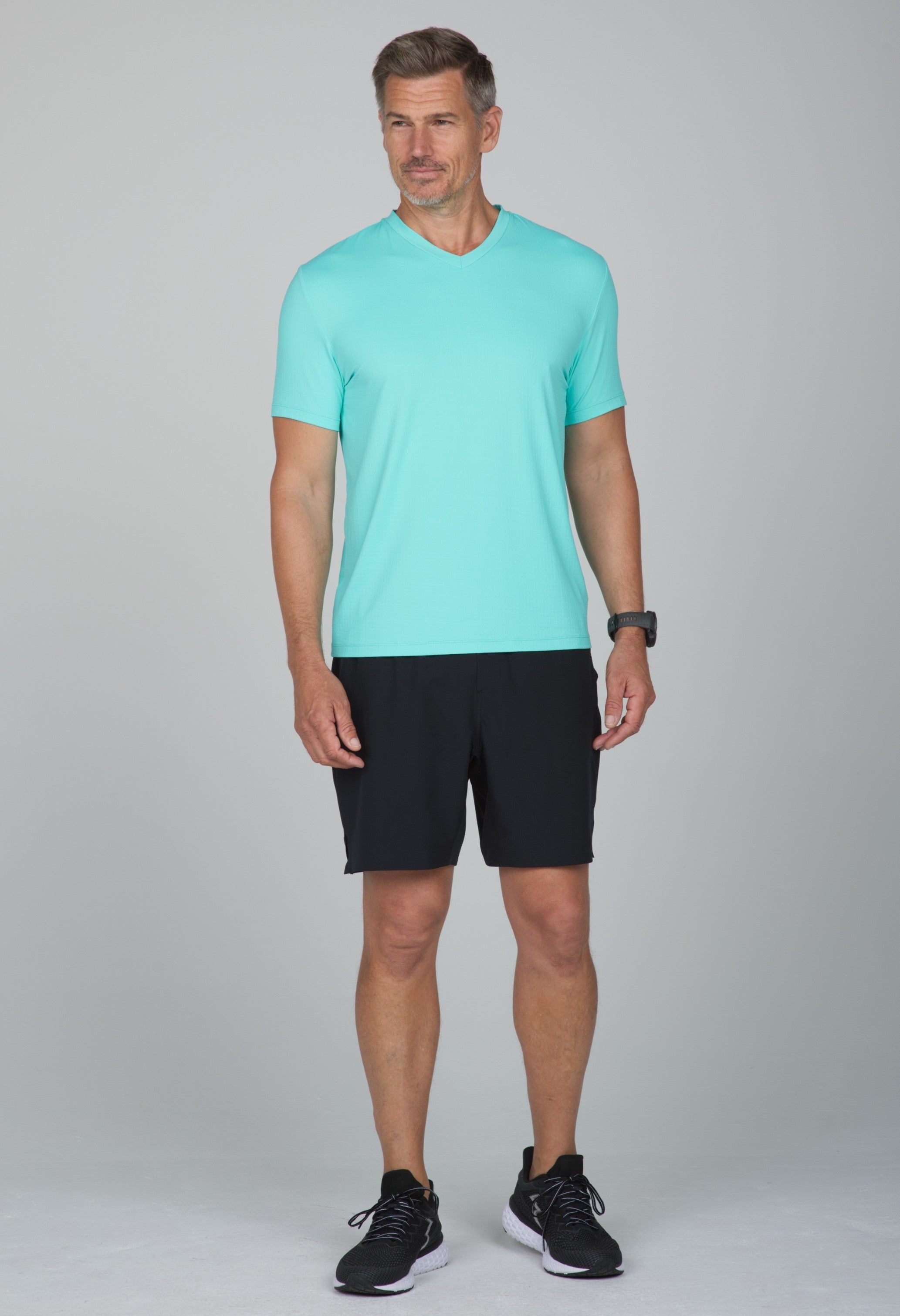 Solid Short Sleeve V Neck