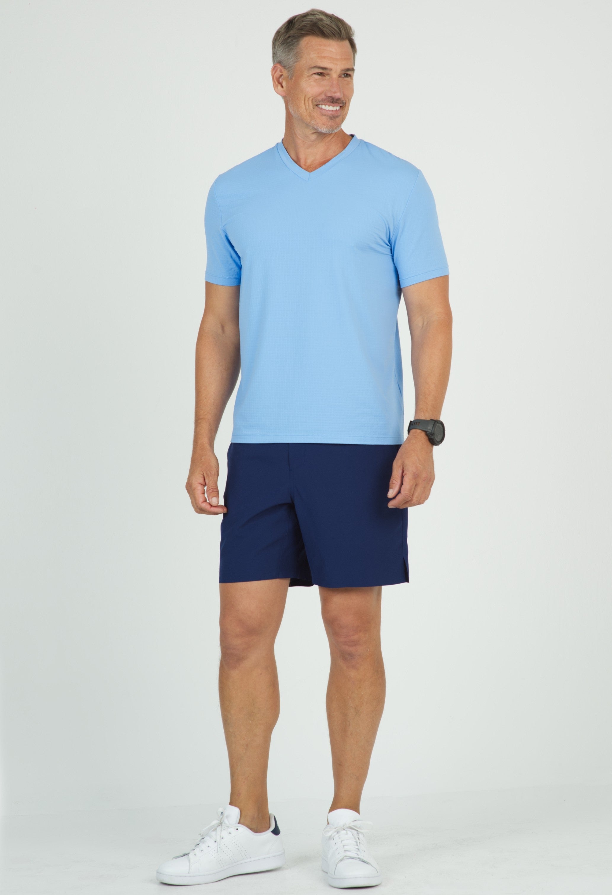 Solid Short Sleeve V Neck
