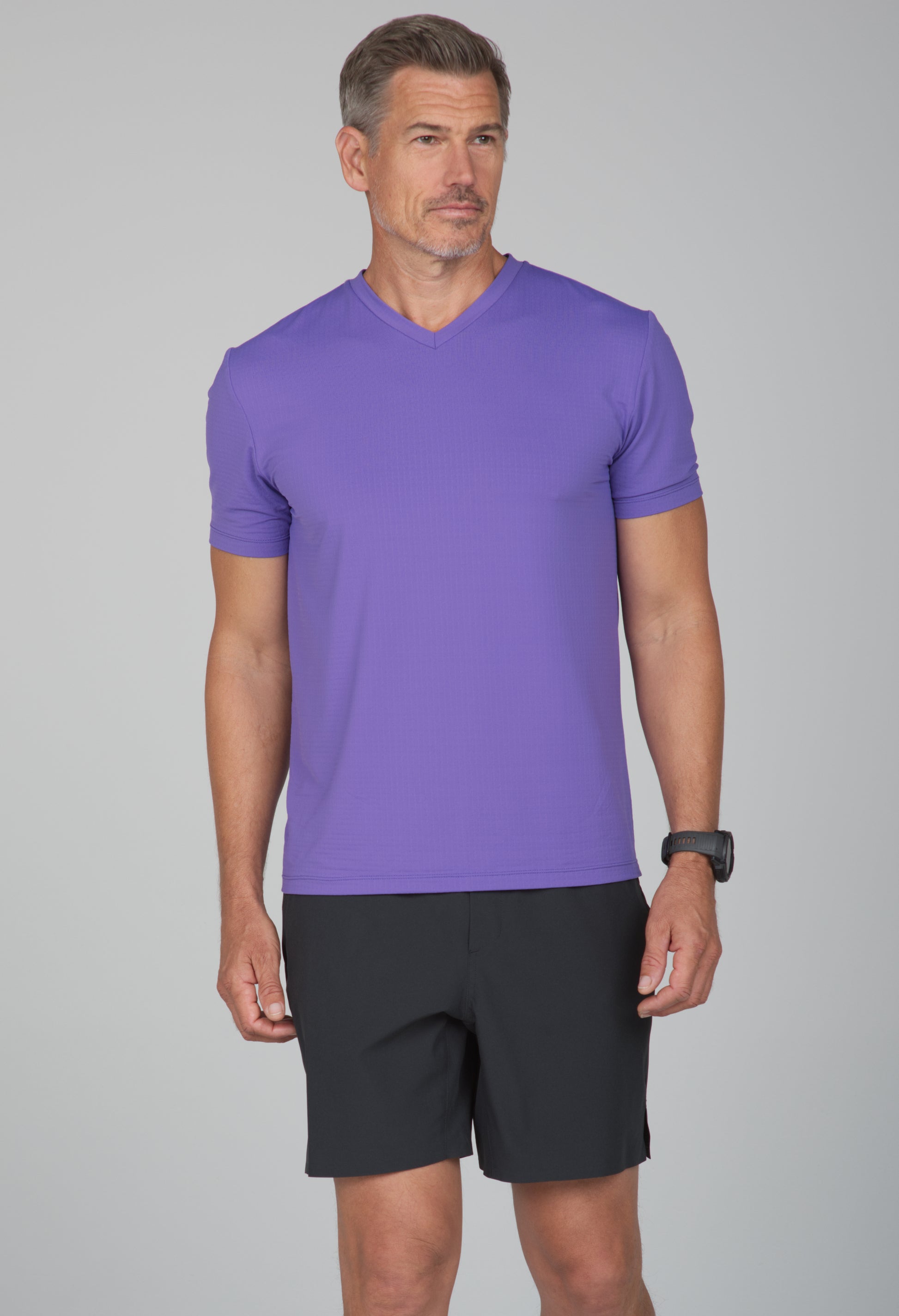 IBKÜL - Solid Short Sleeve V Neck - 89199 - Color: Plum