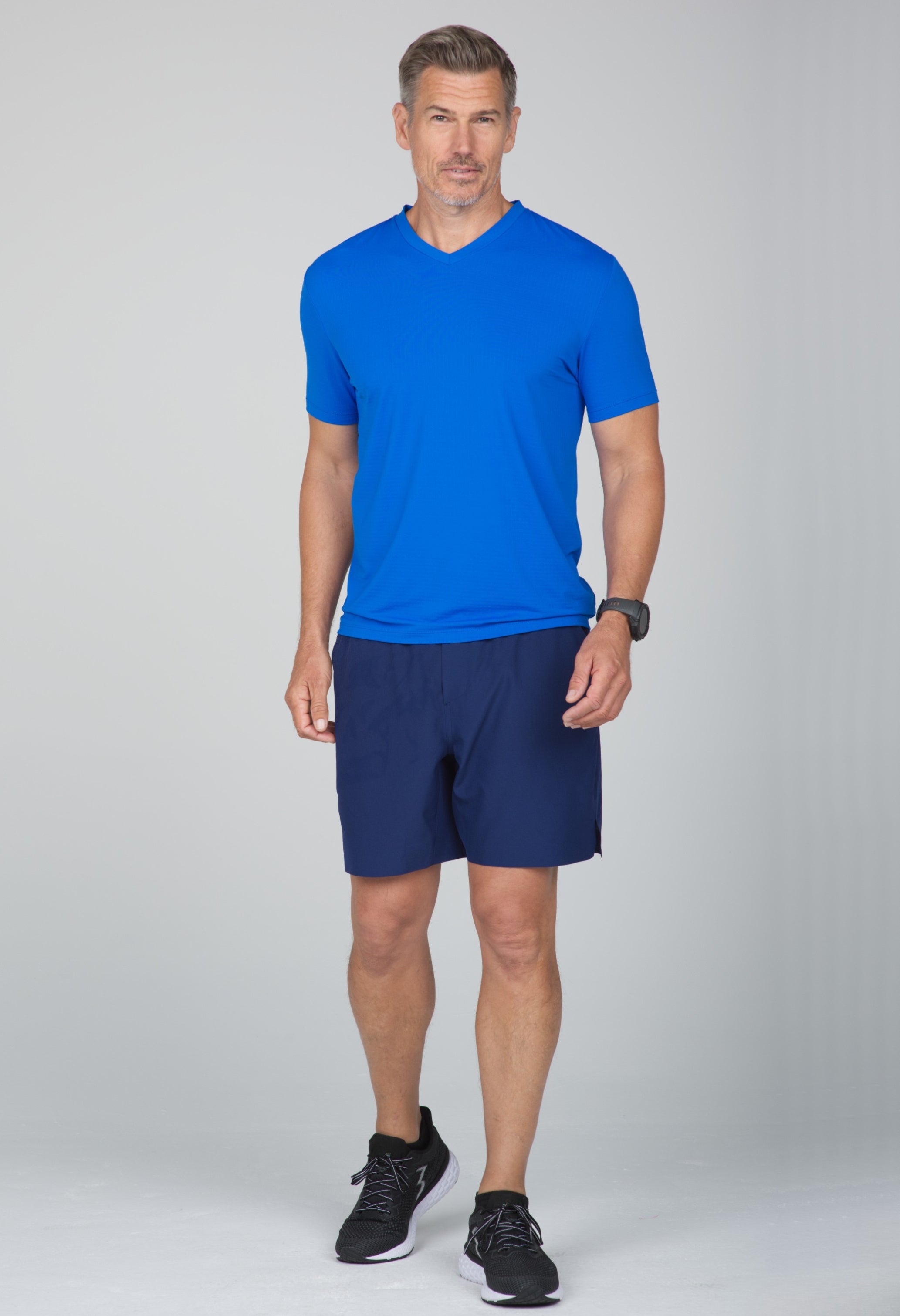 Solid Short Sleeve V Neck
