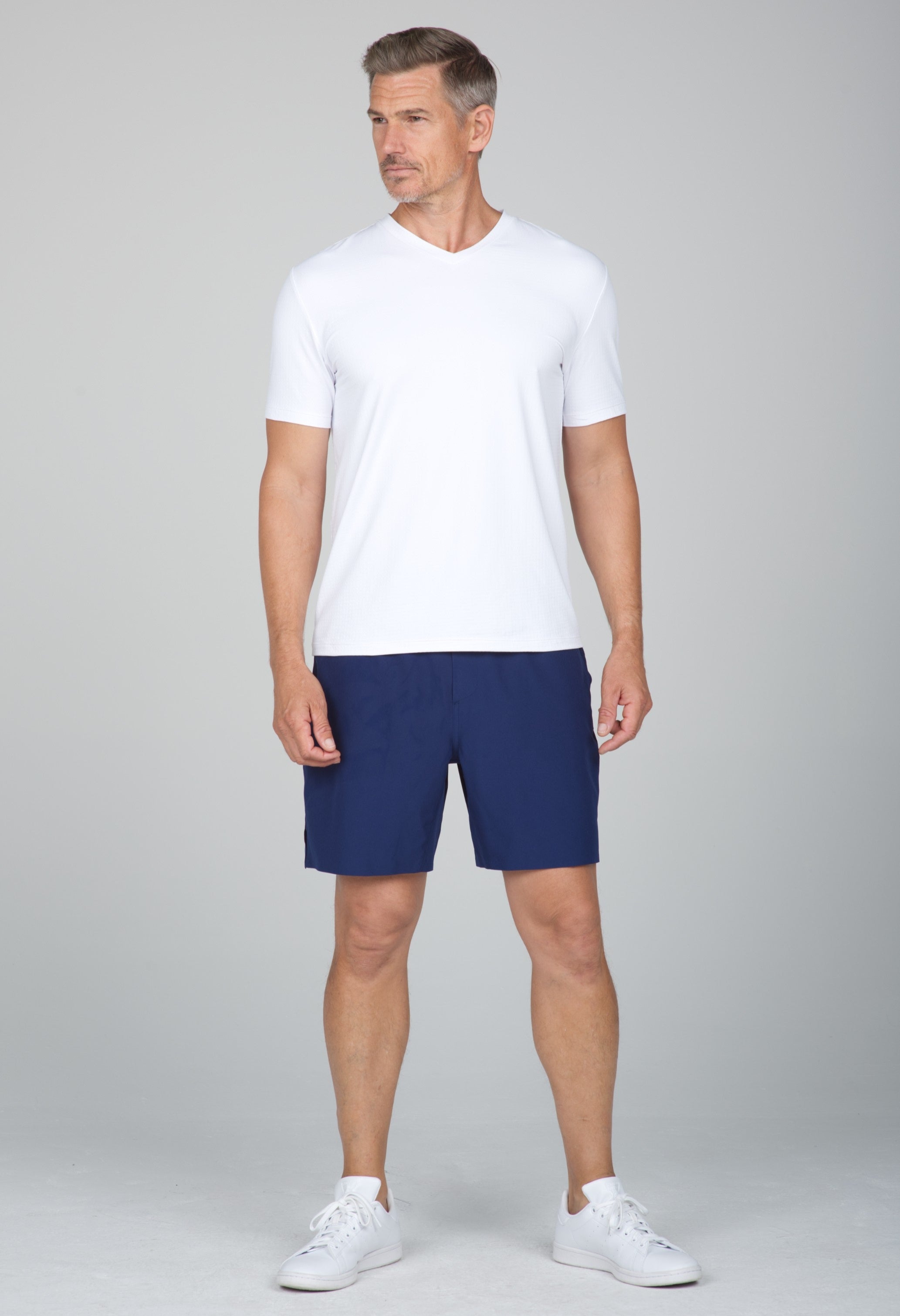 Solid Short Sleeve V Neck