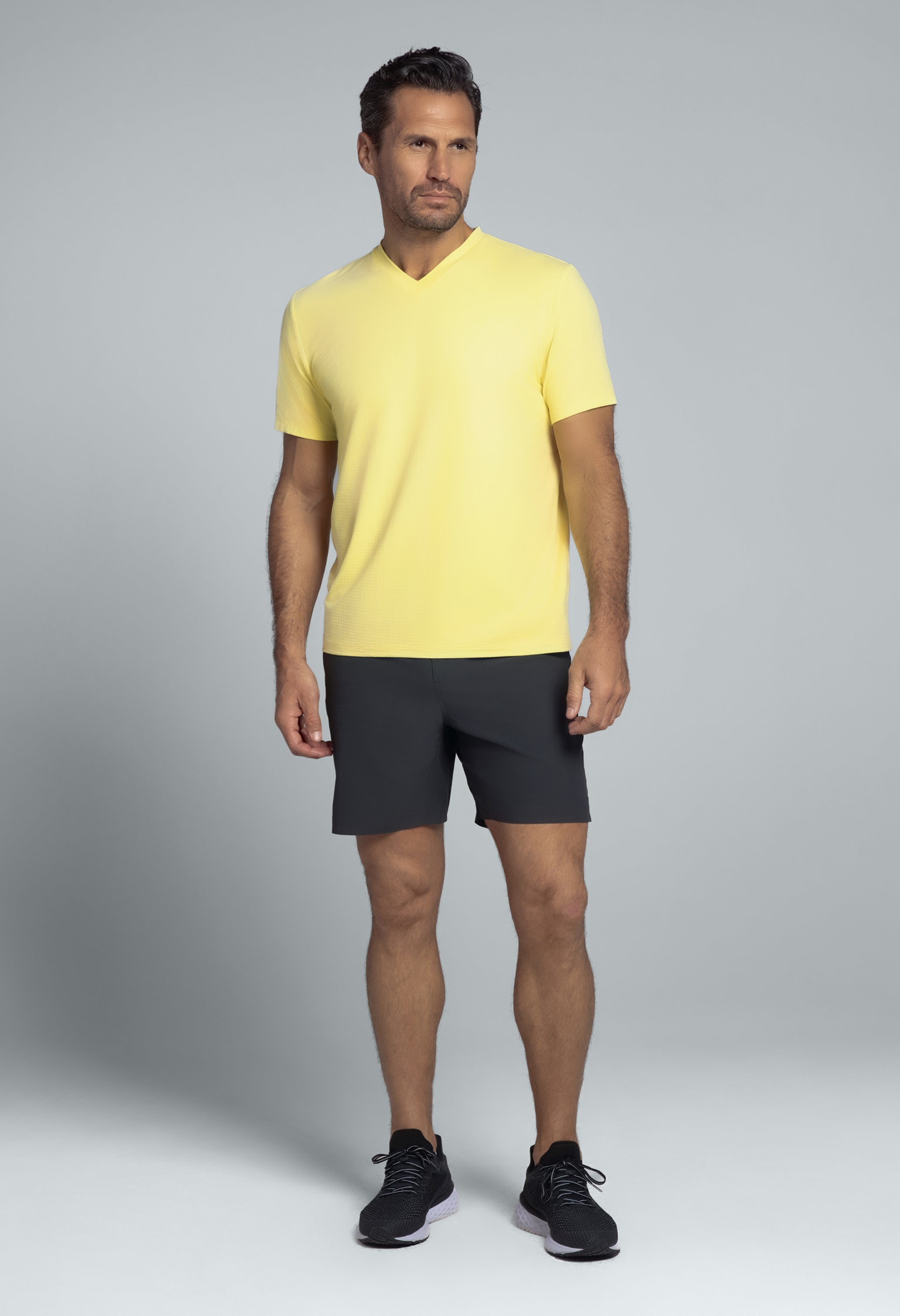 Solid Short Sleeve V Neck