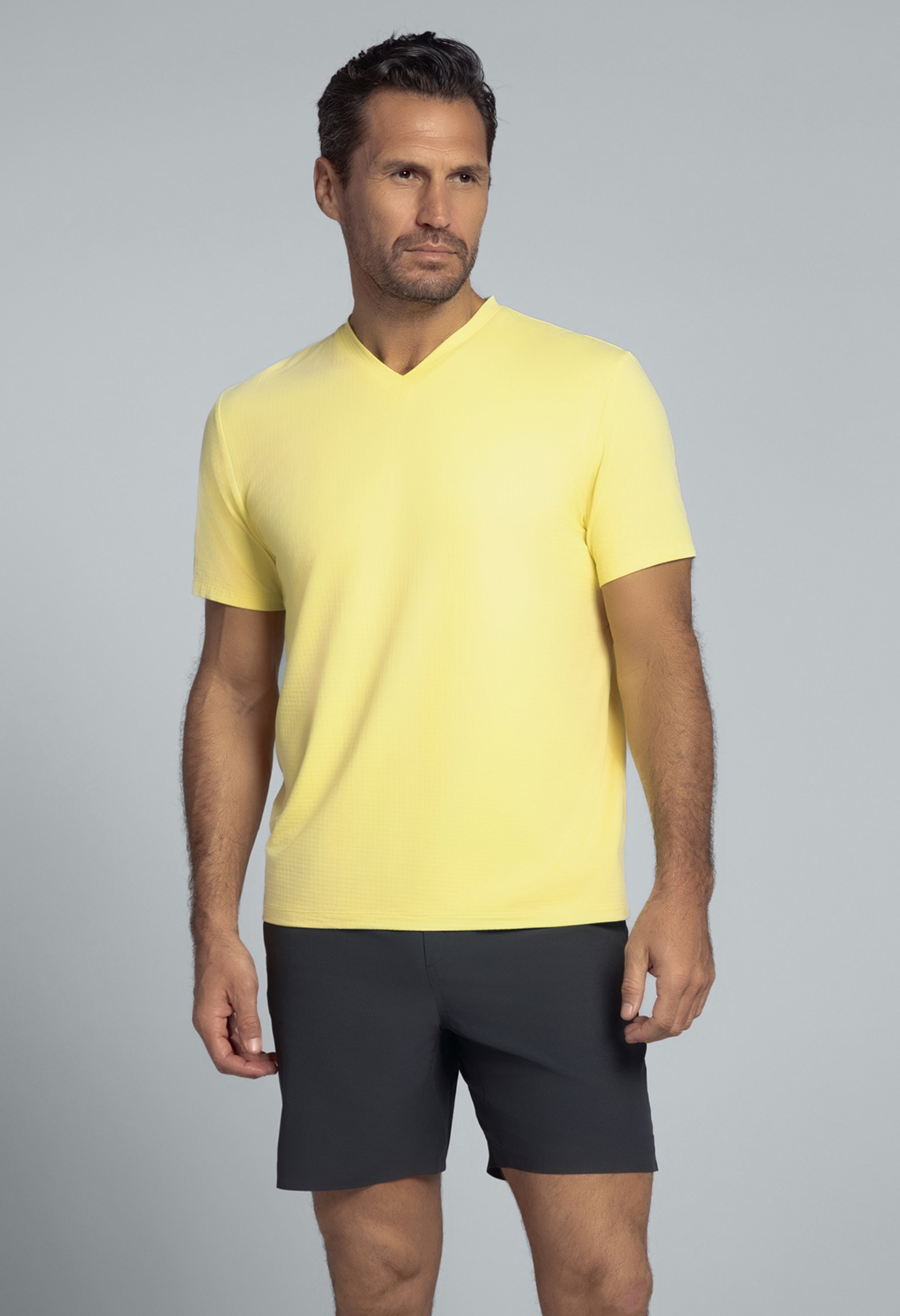 Solid Short Sleeve V Neck