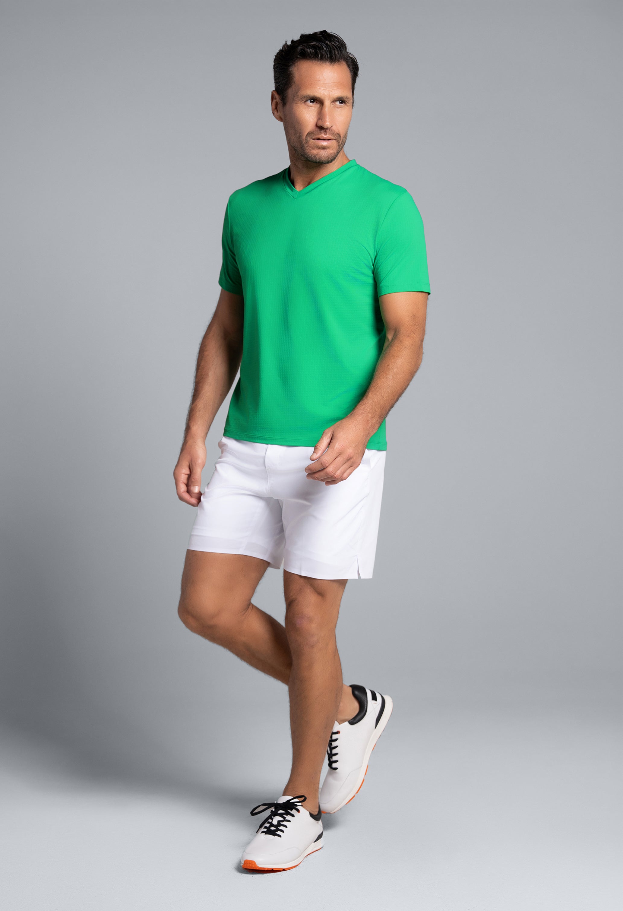 Solid Short Sleeve V Neck