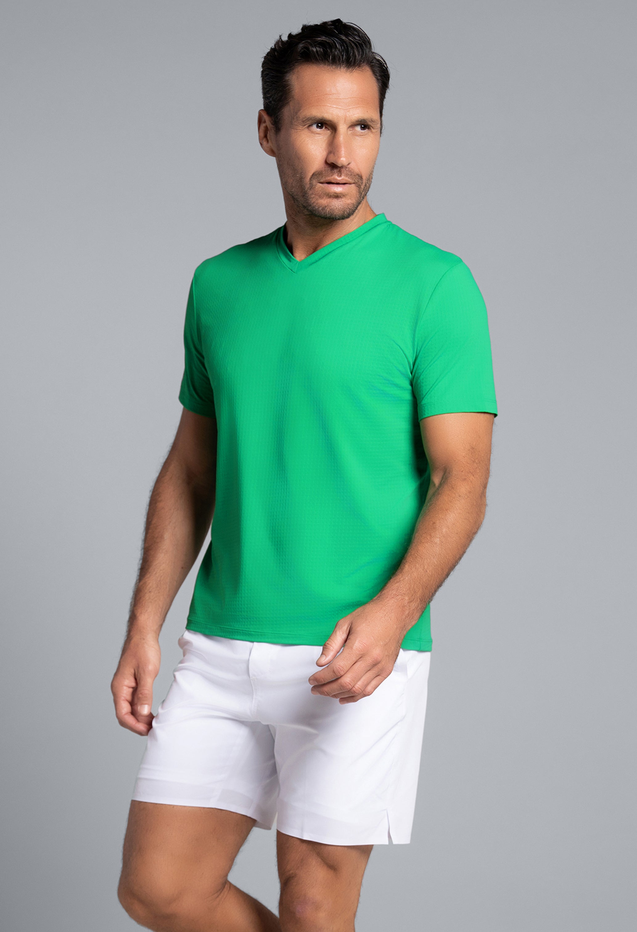 Solid Short Sleeve V Neck