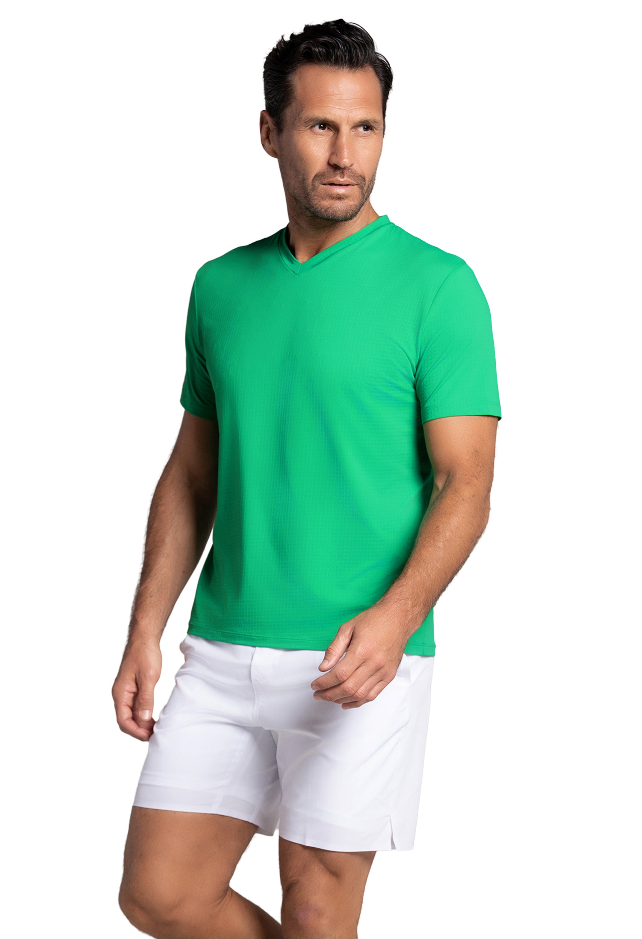 Solid Short Sleeve V Neck