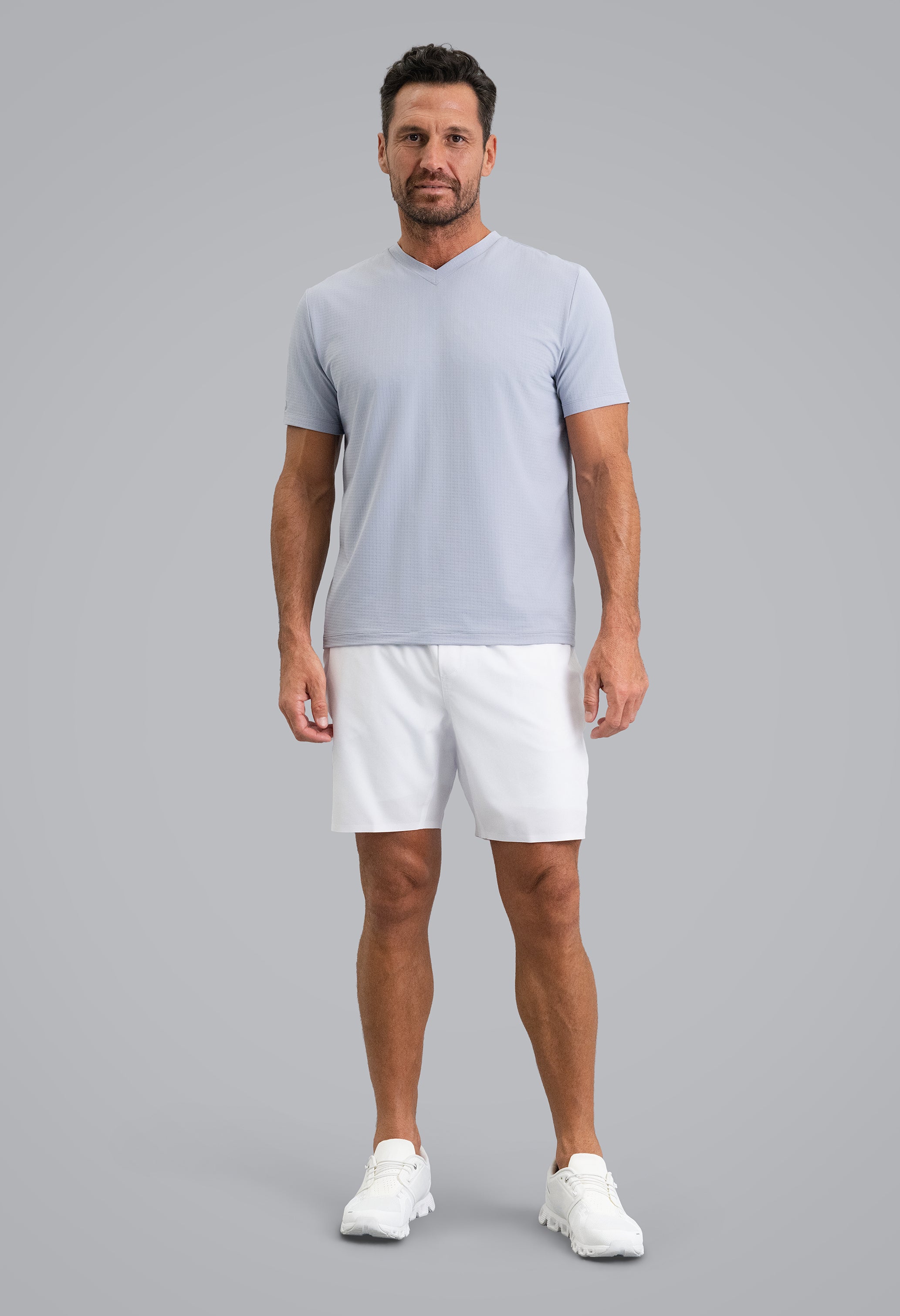 Solid Short Sleeve V Neck