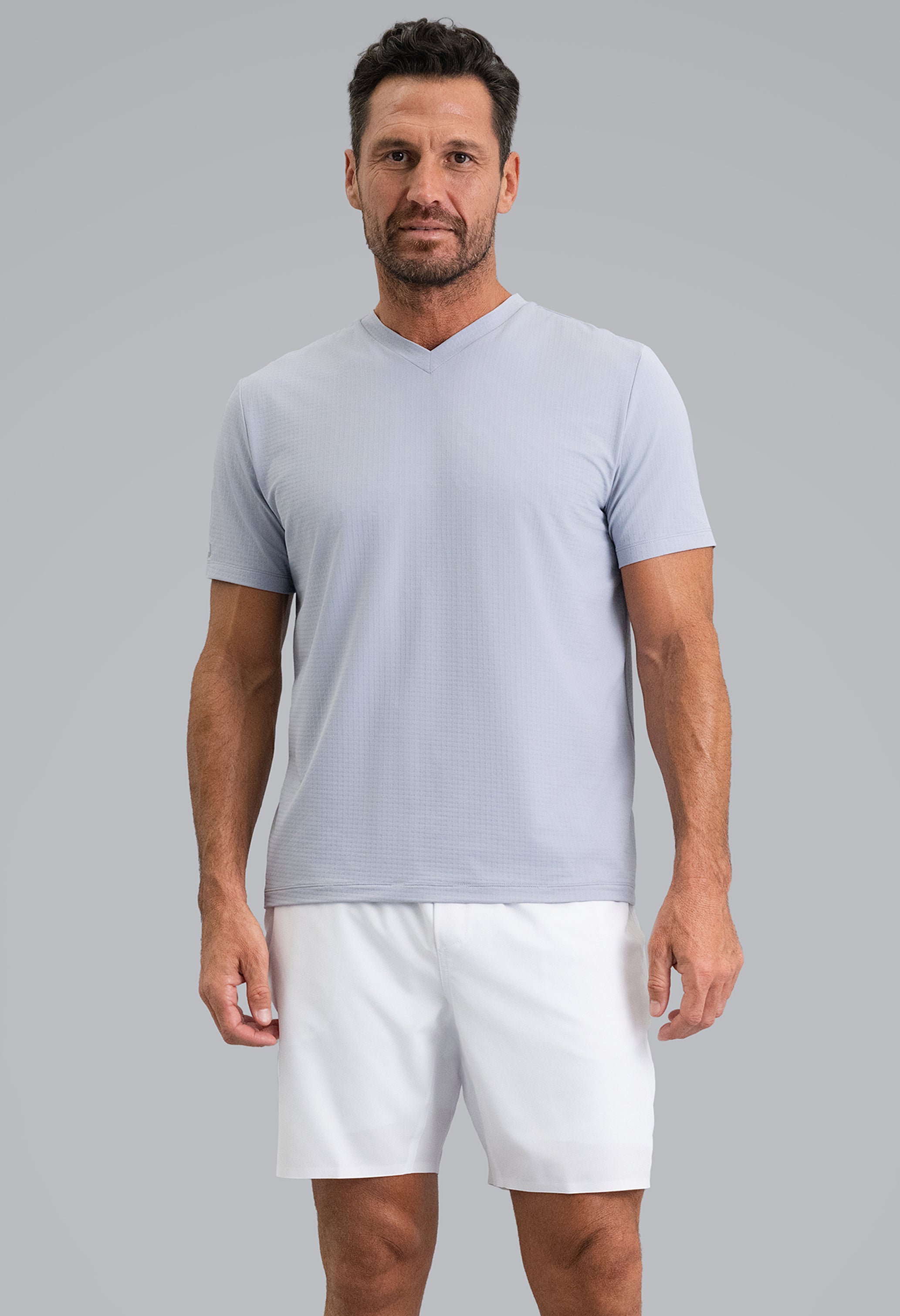 Solid Short Sleeve V Neck