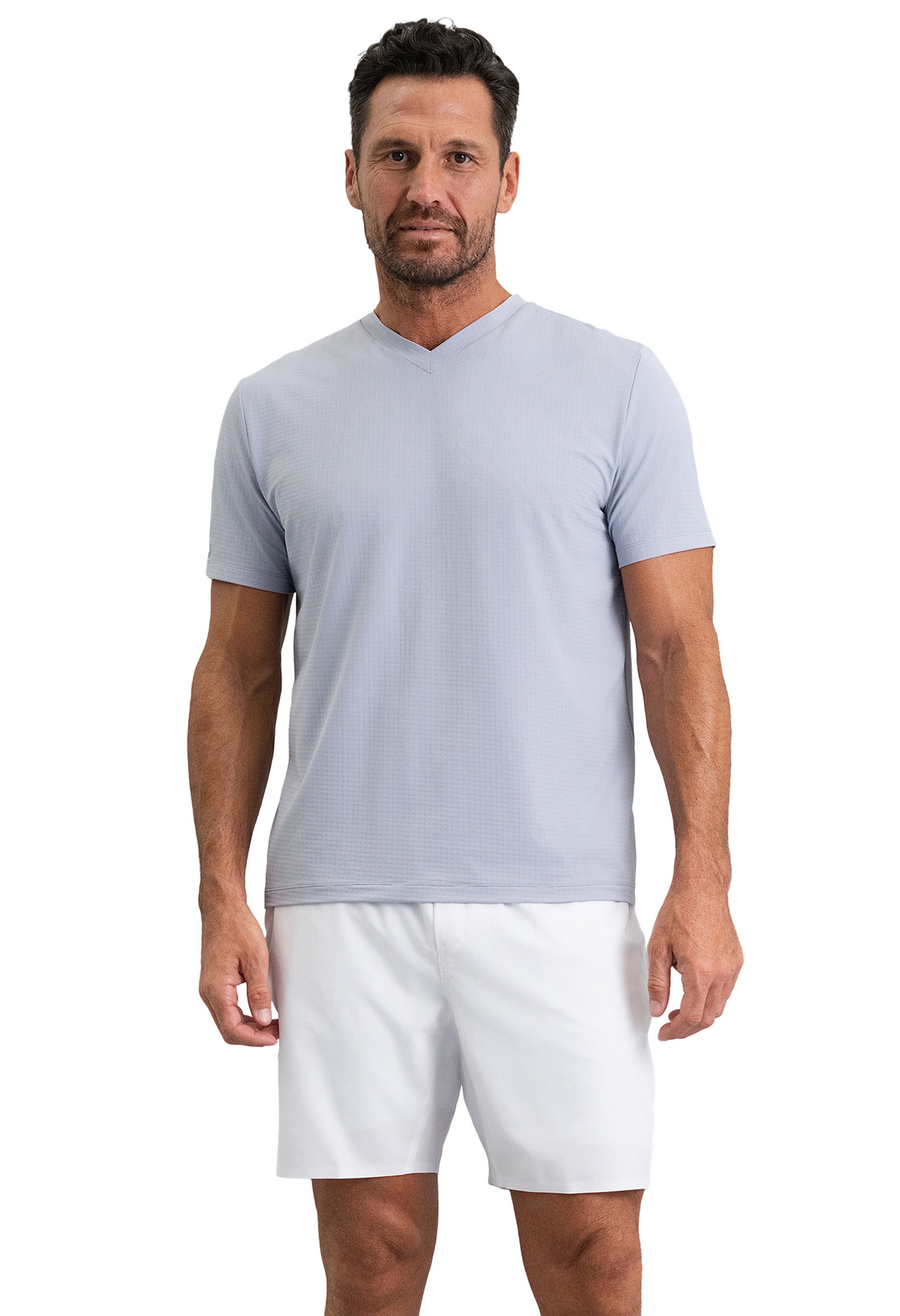 Solid Short Sleeve V Neck