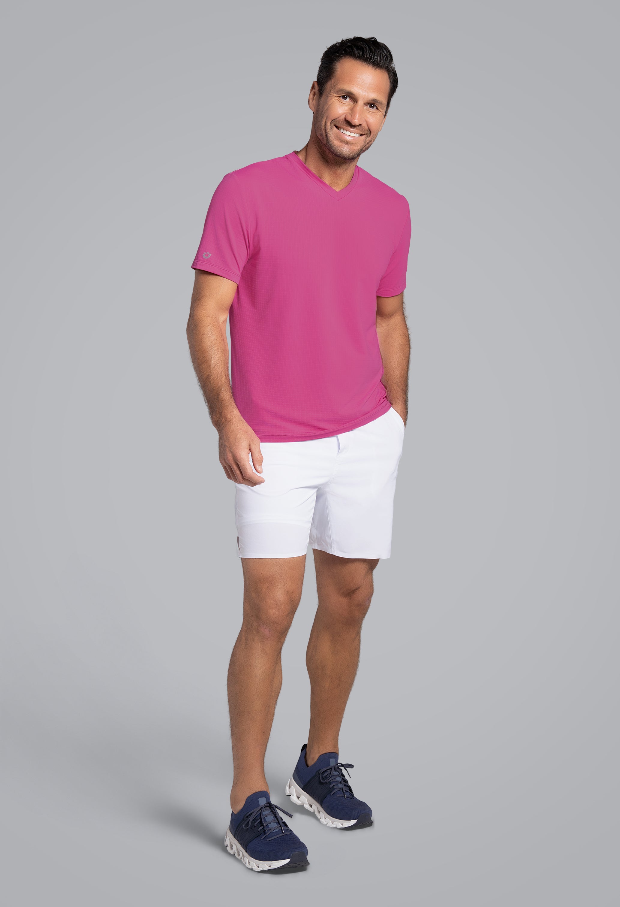 Solid Short Sleeve V Neck