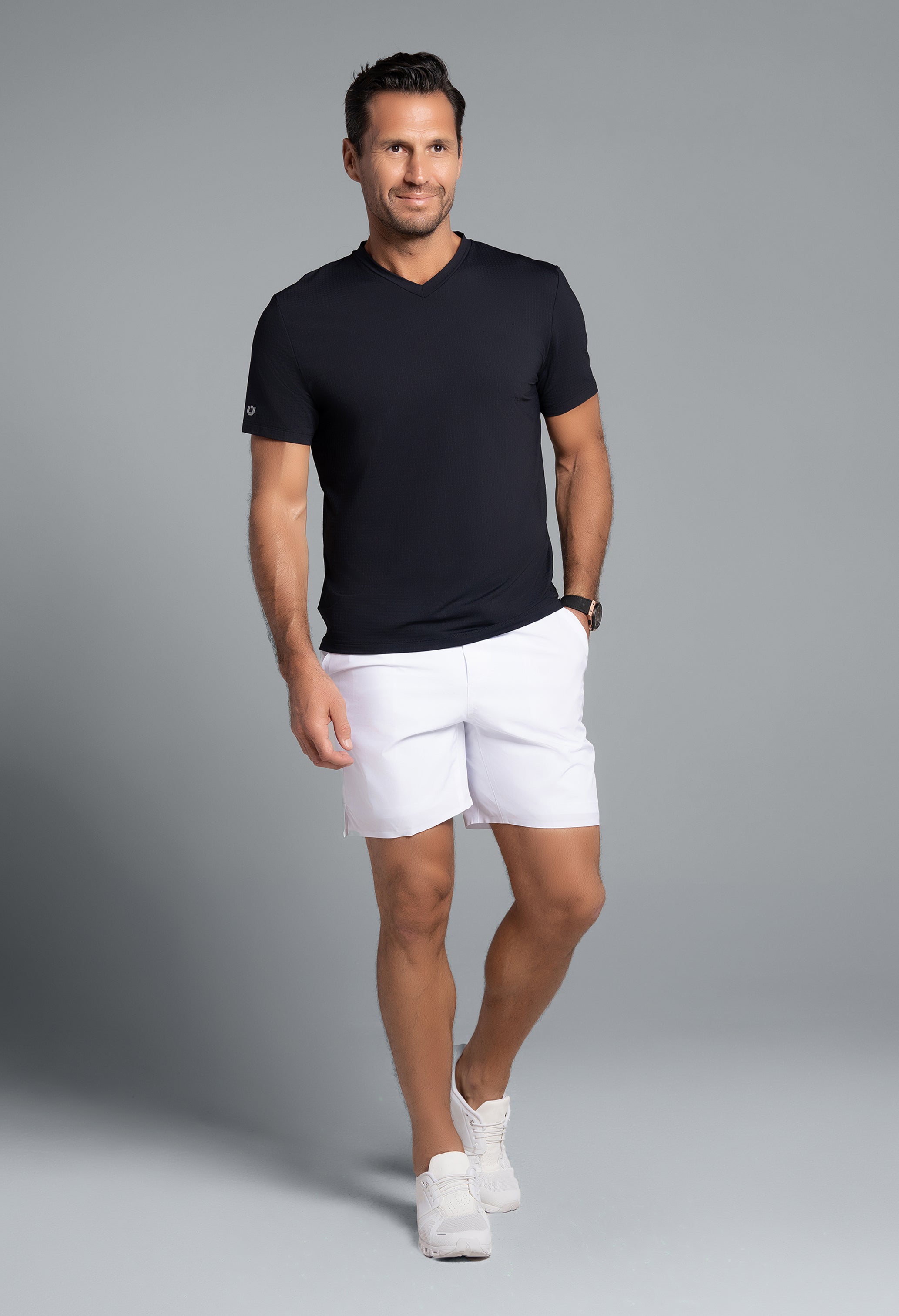 Solid Short Sleeve V Neck