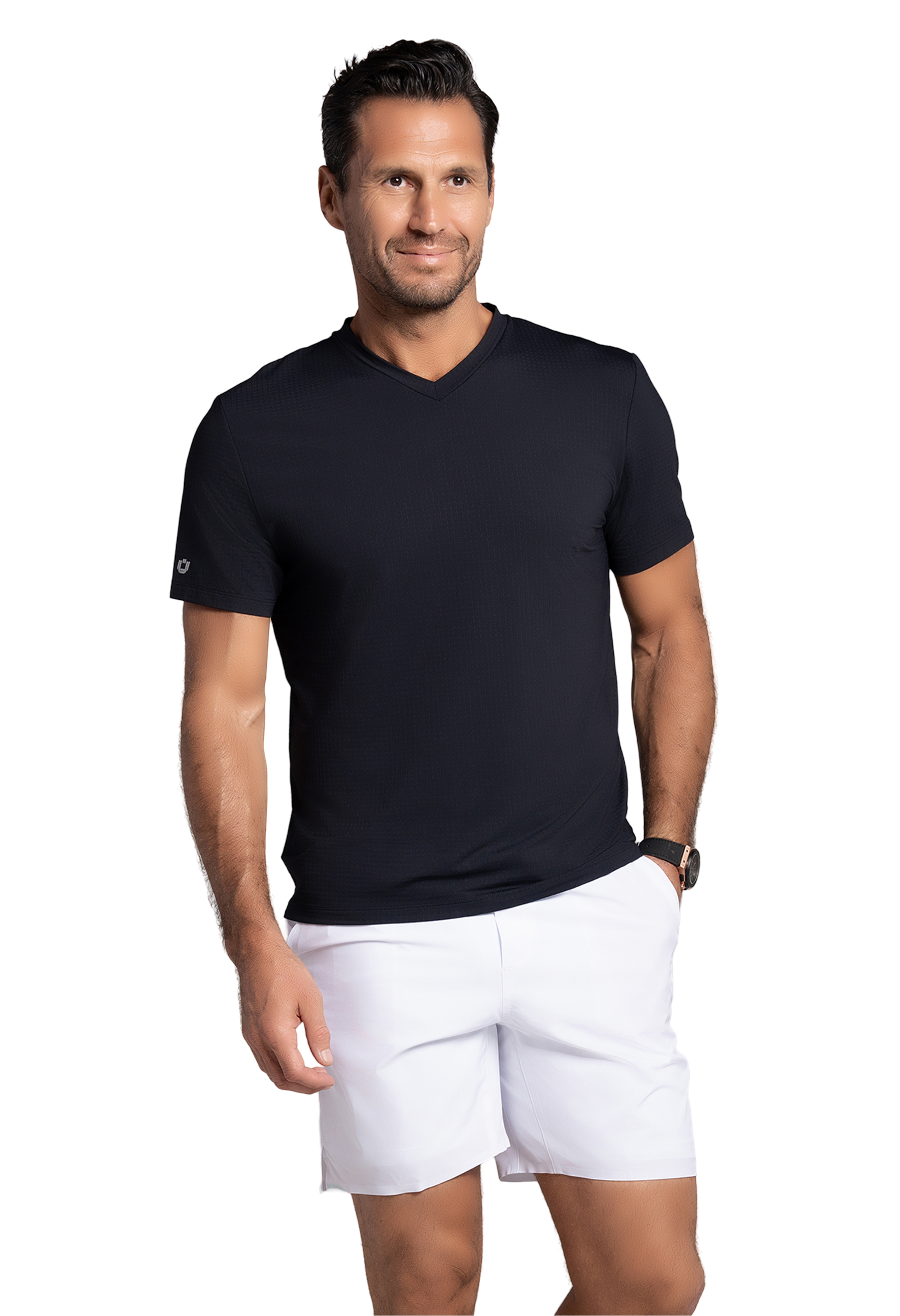 Solid Short Sleeve V Neck