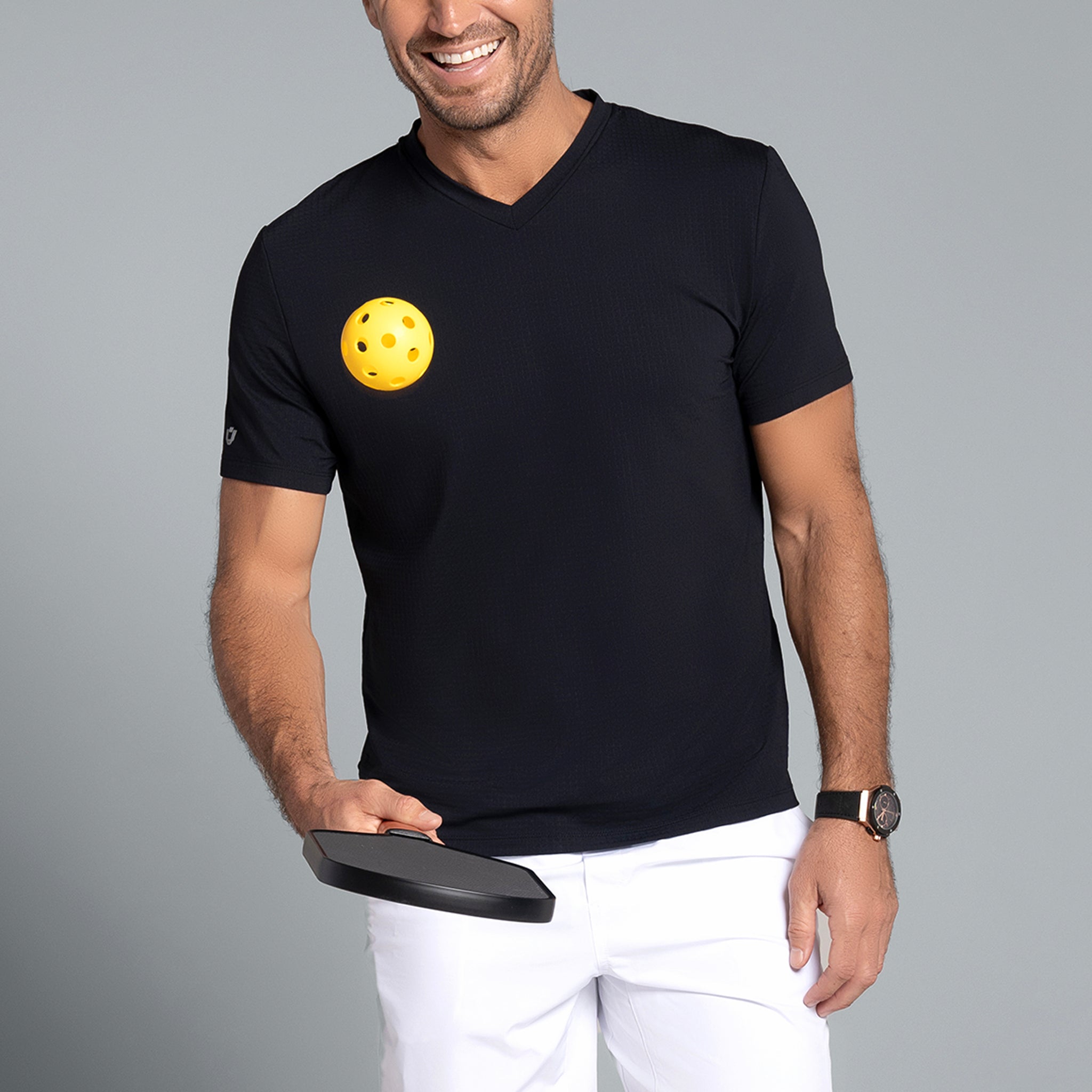 Solid Short Sleeve V Neck