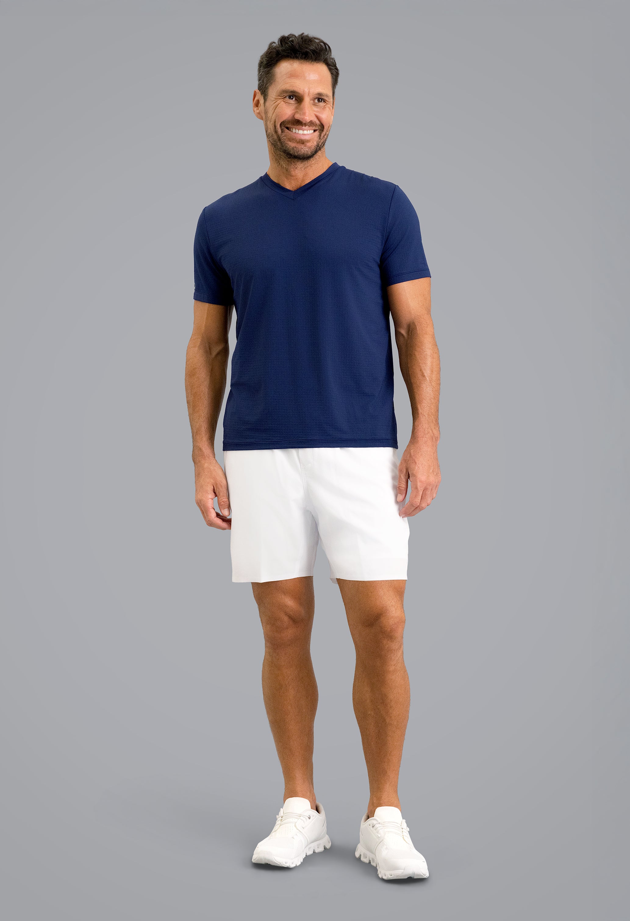 Solid Short Sleeve V Neck