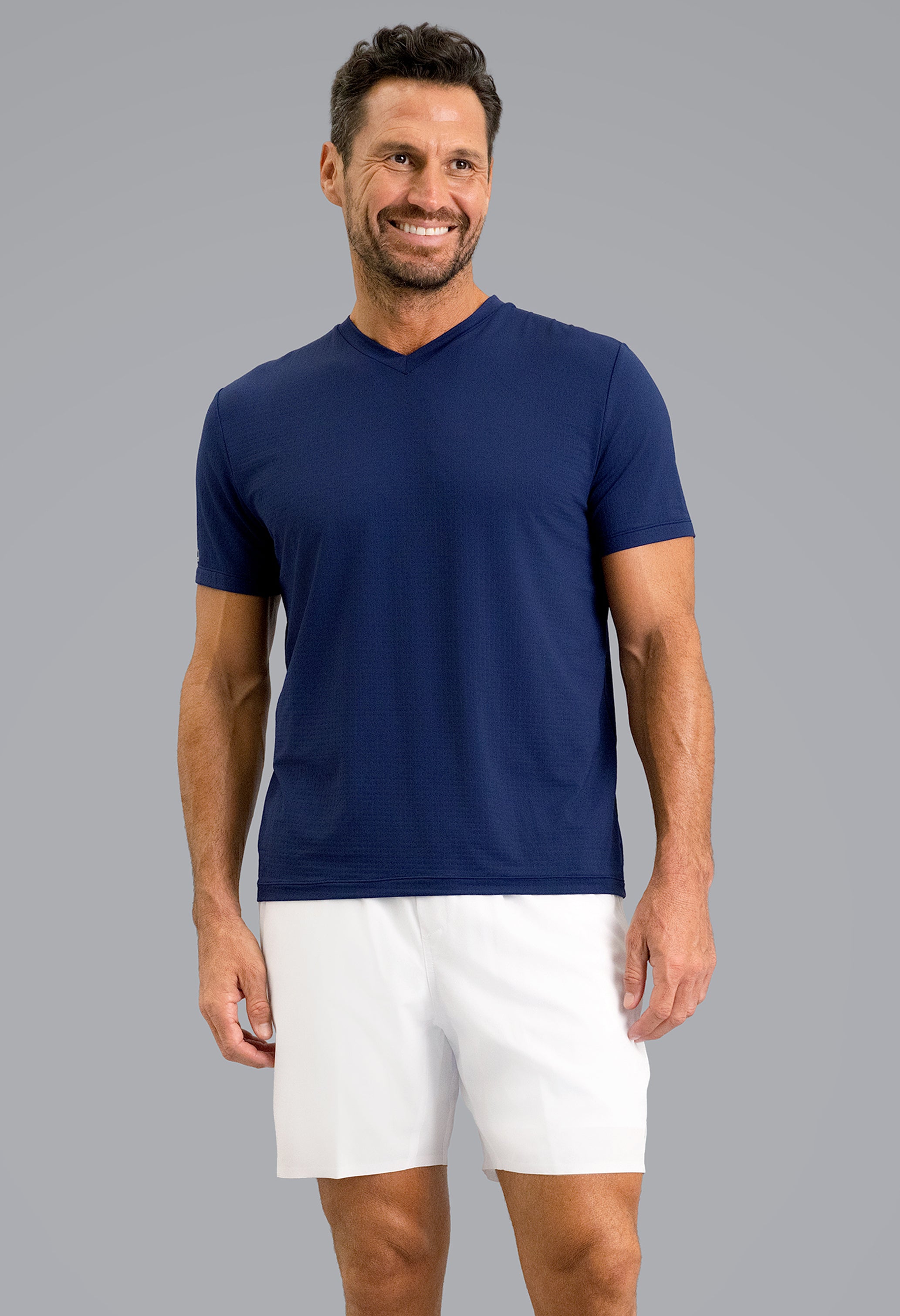 Solid Short Sleeve V Neck