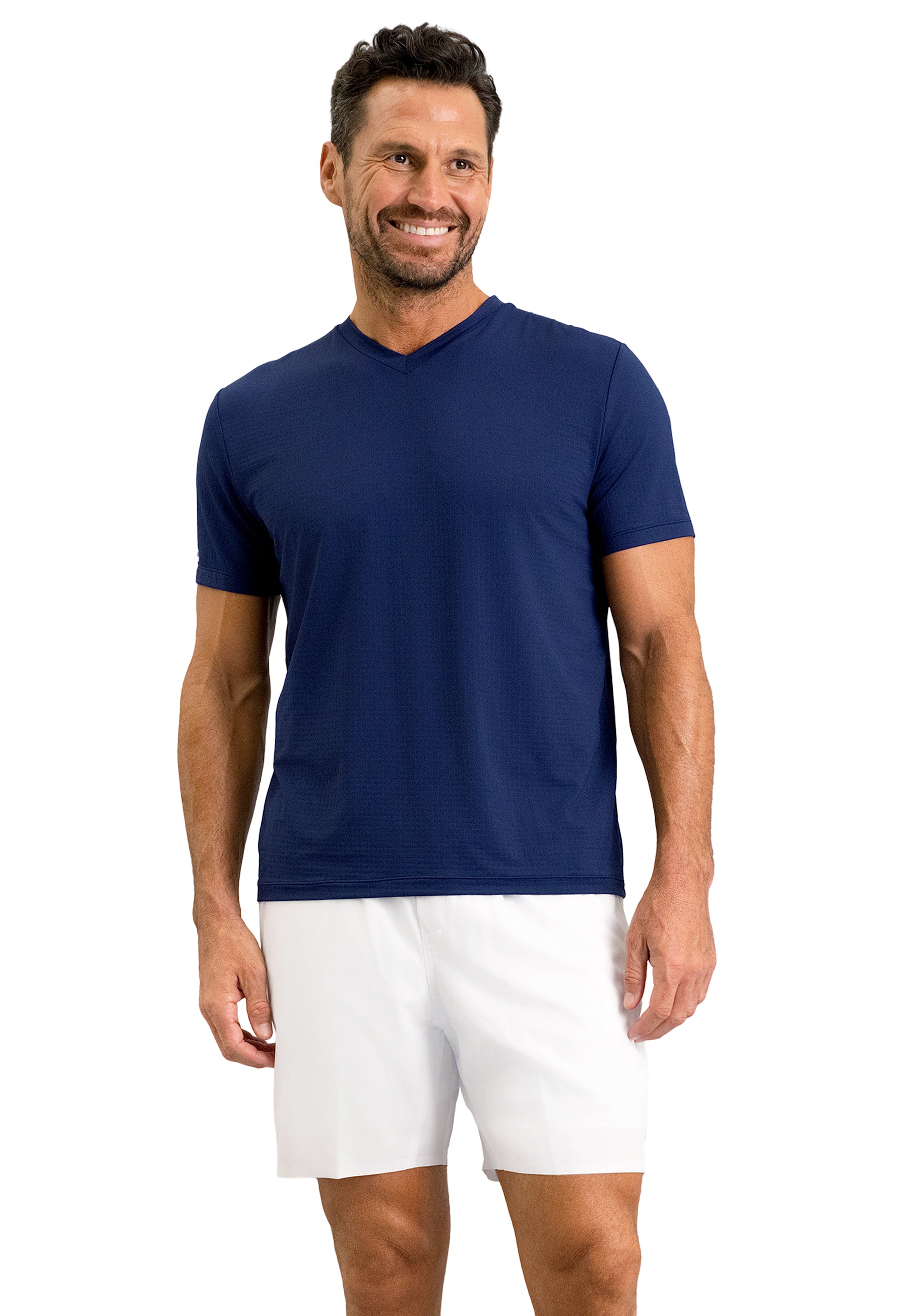 Solid Short Sleeve V Neck