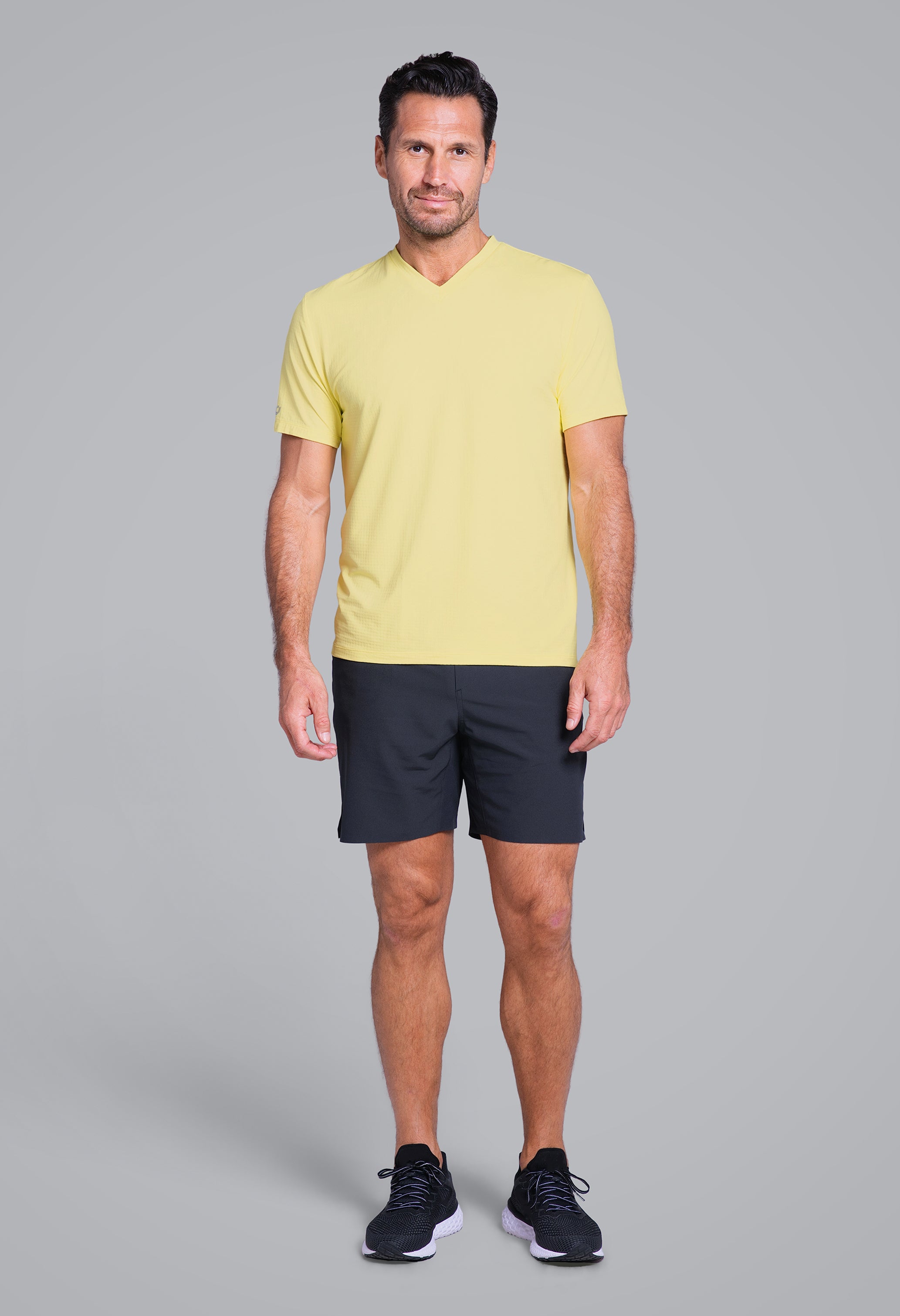 Solid Short Sleeve V Neck