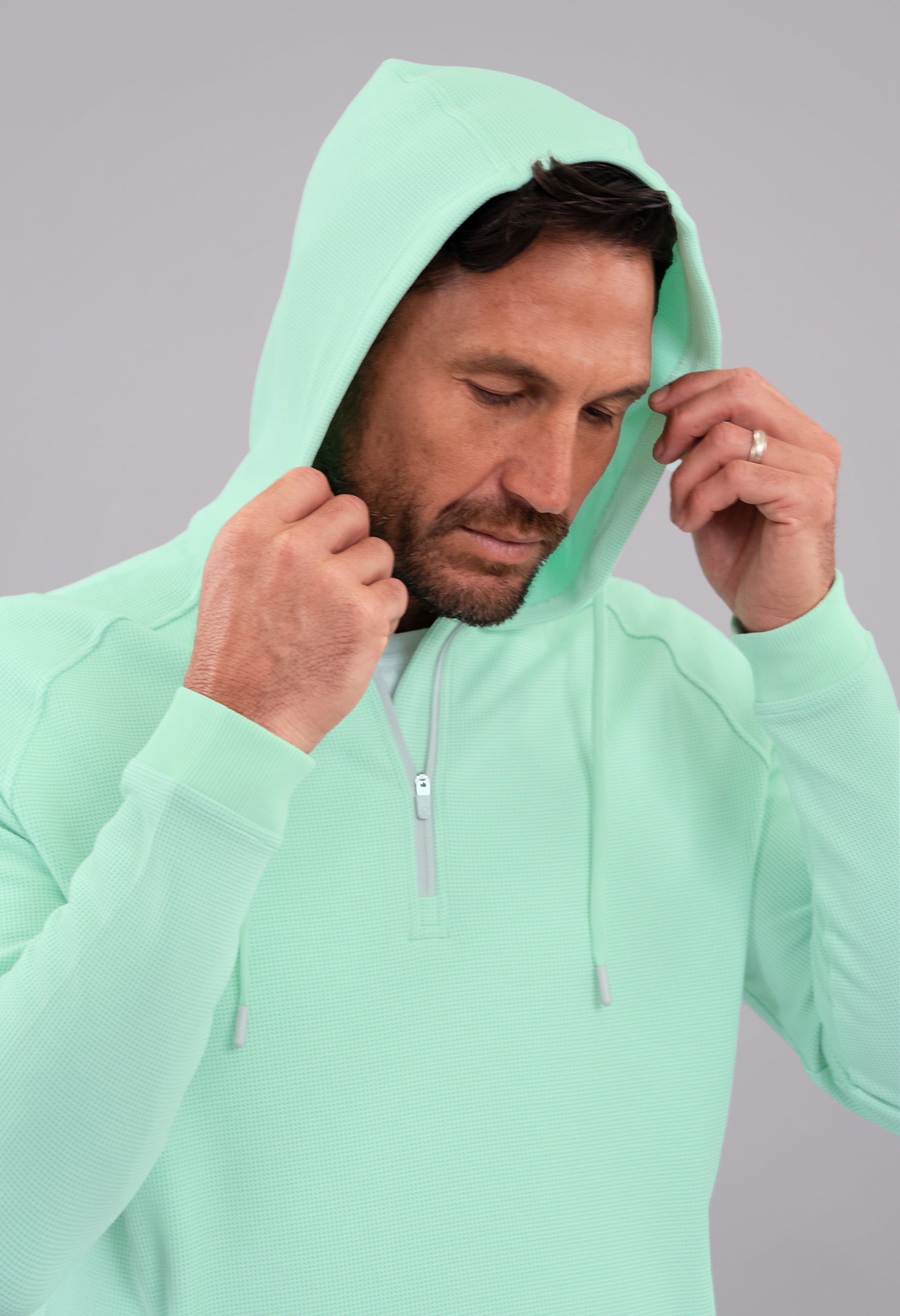 IBKÜL - Waffle Knit Hoody - Color: Pool Party Heather