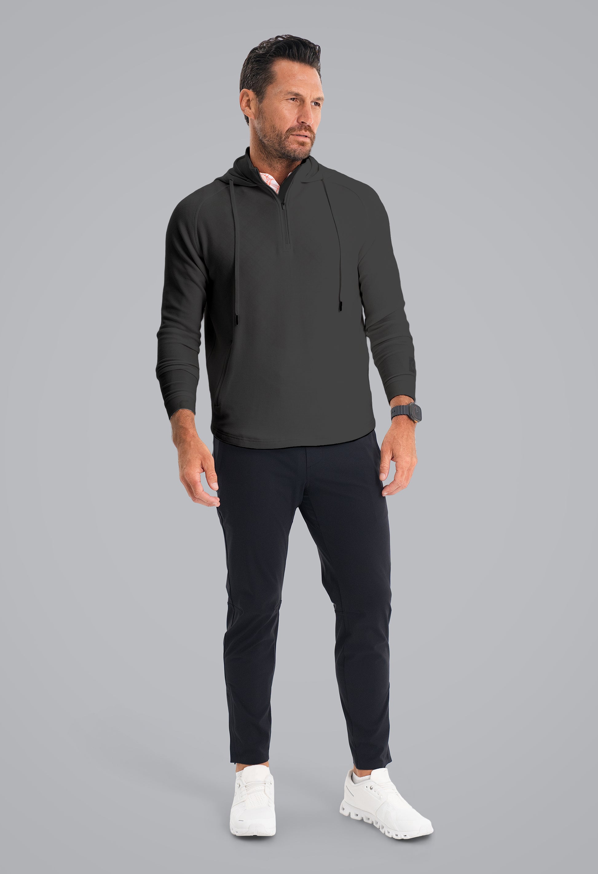 IBKÜL - Waffle Knit Hoody - Color: Black Heather