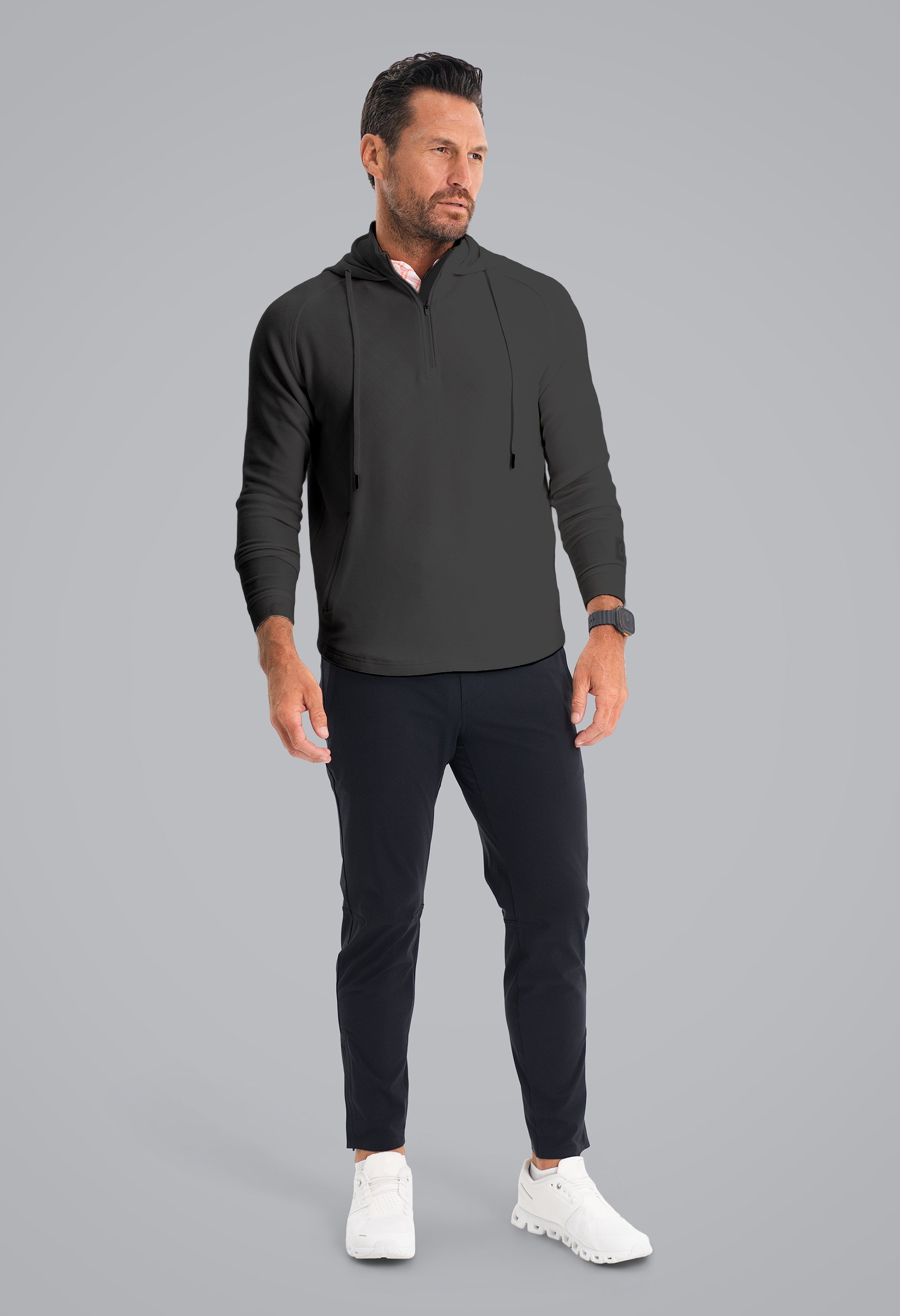 IBKÜL - Waffle Knit Hoody - Color: Black Heather