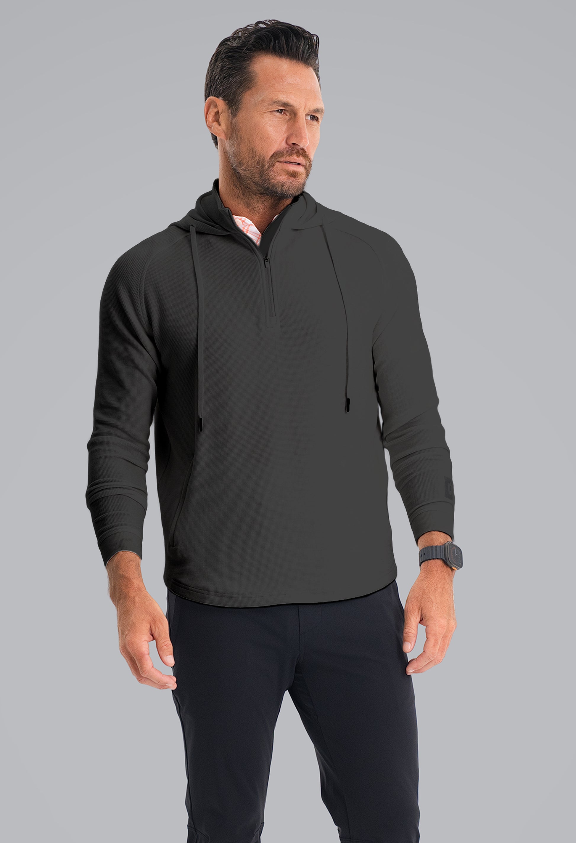 IBKÜL - Waffle Knit Hoody - Color: Black Heather