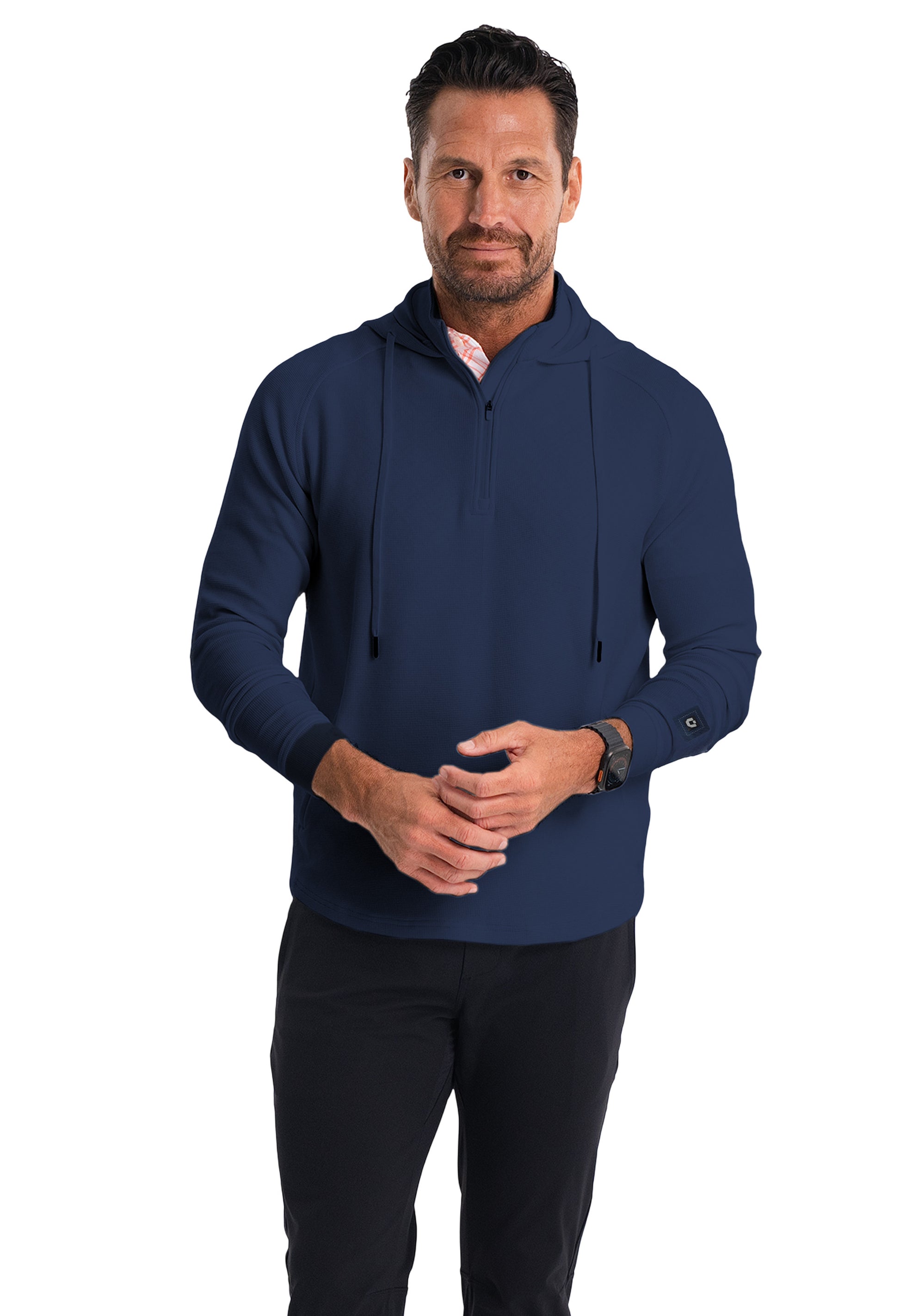 IBKÜL - Waffle Knit Hoody - Color: Classic Navy Heather