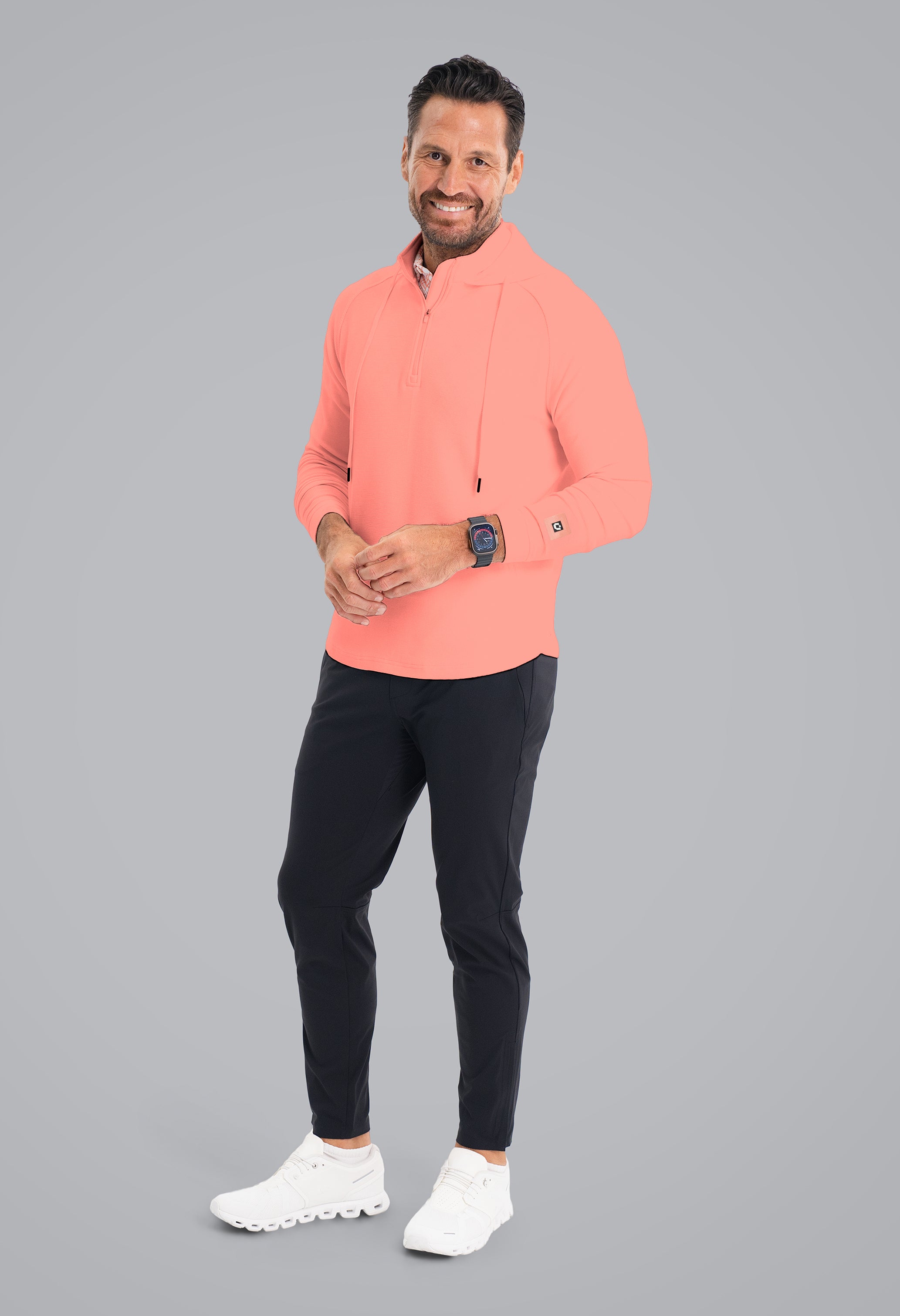 IBKÜL - Waffle Knit Hoody - Color: Peach Heather