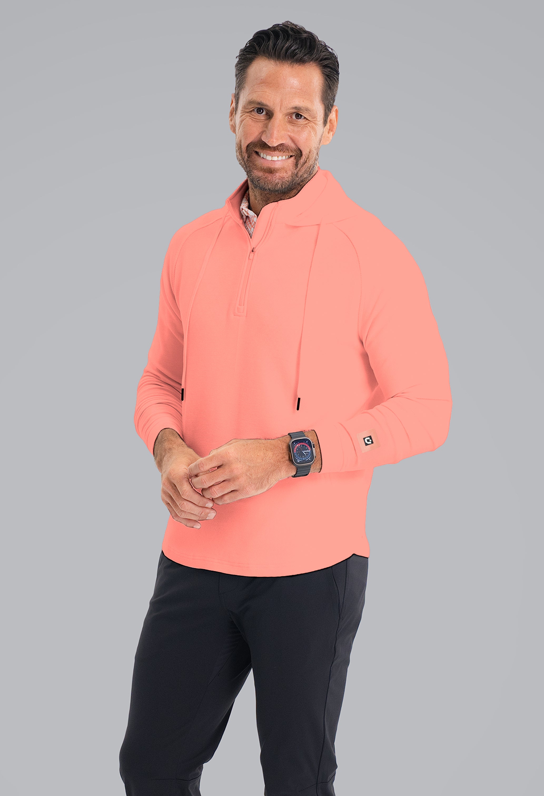 IBKÜL - Waffle Knit Hoody - Color: Peach Heather