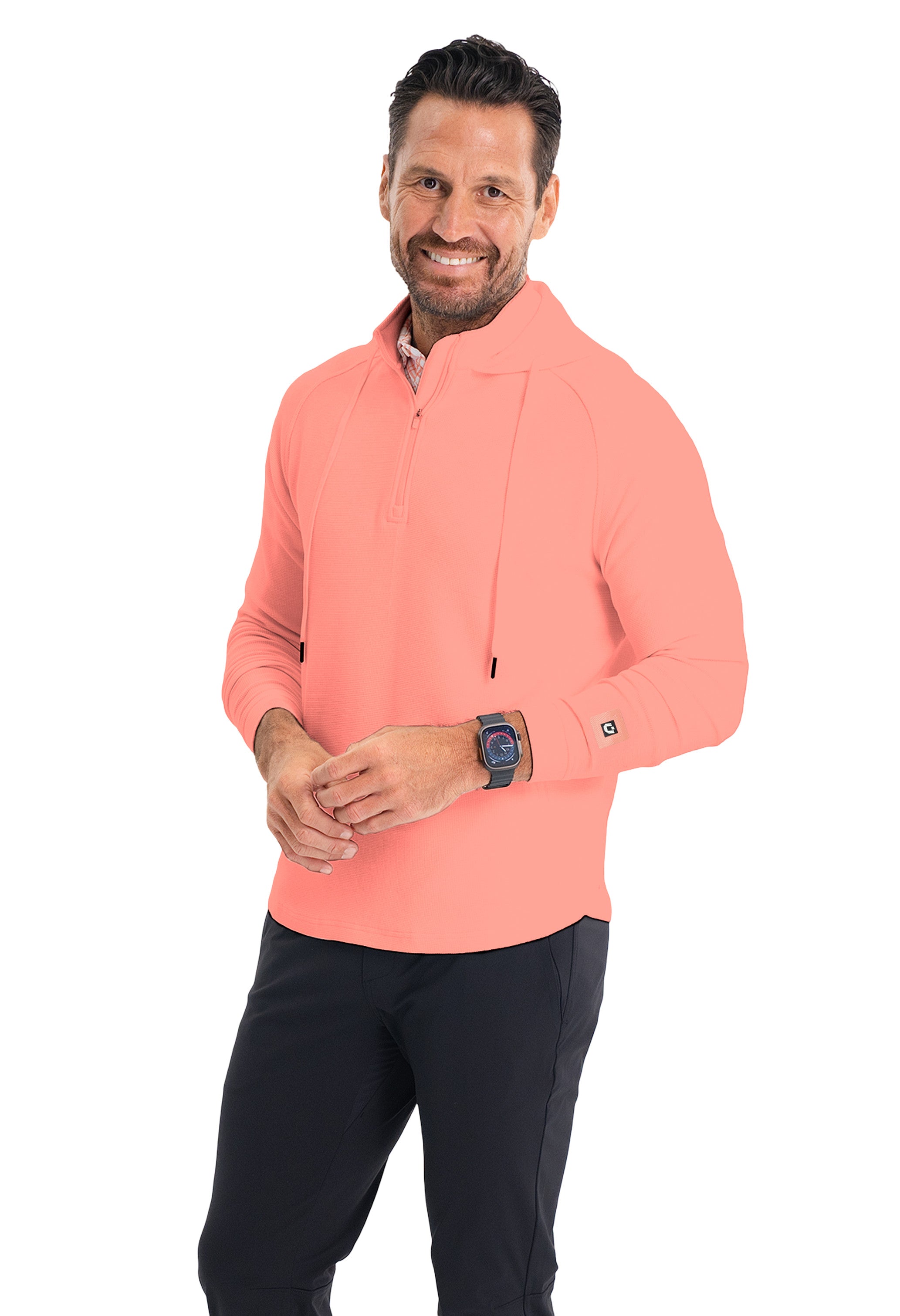 IBKÜL - Waffle Knit Hoody - Color: Peach Heather