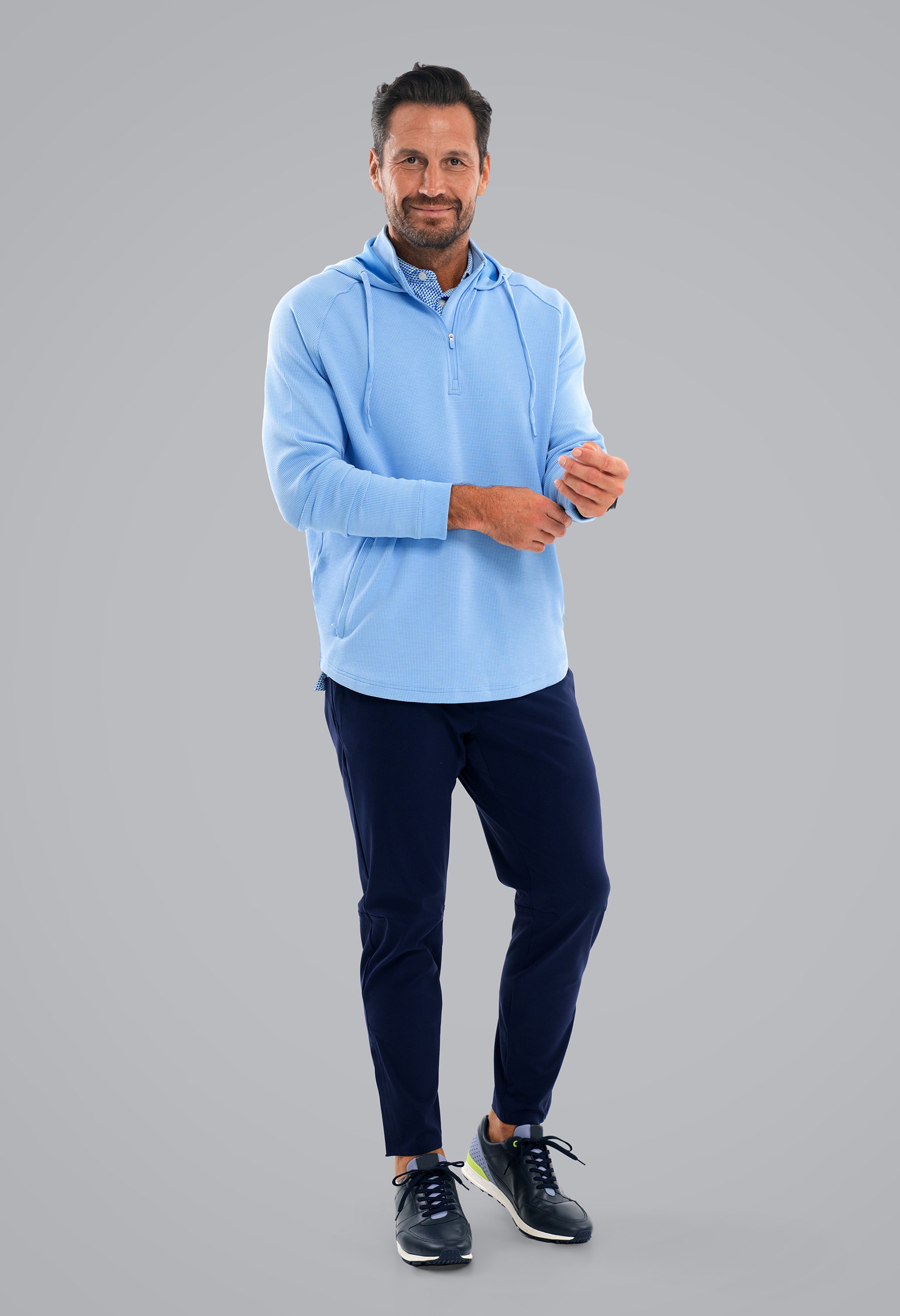 IBKÜL - Waffle Knit Hoody - Color: Chambray Heather