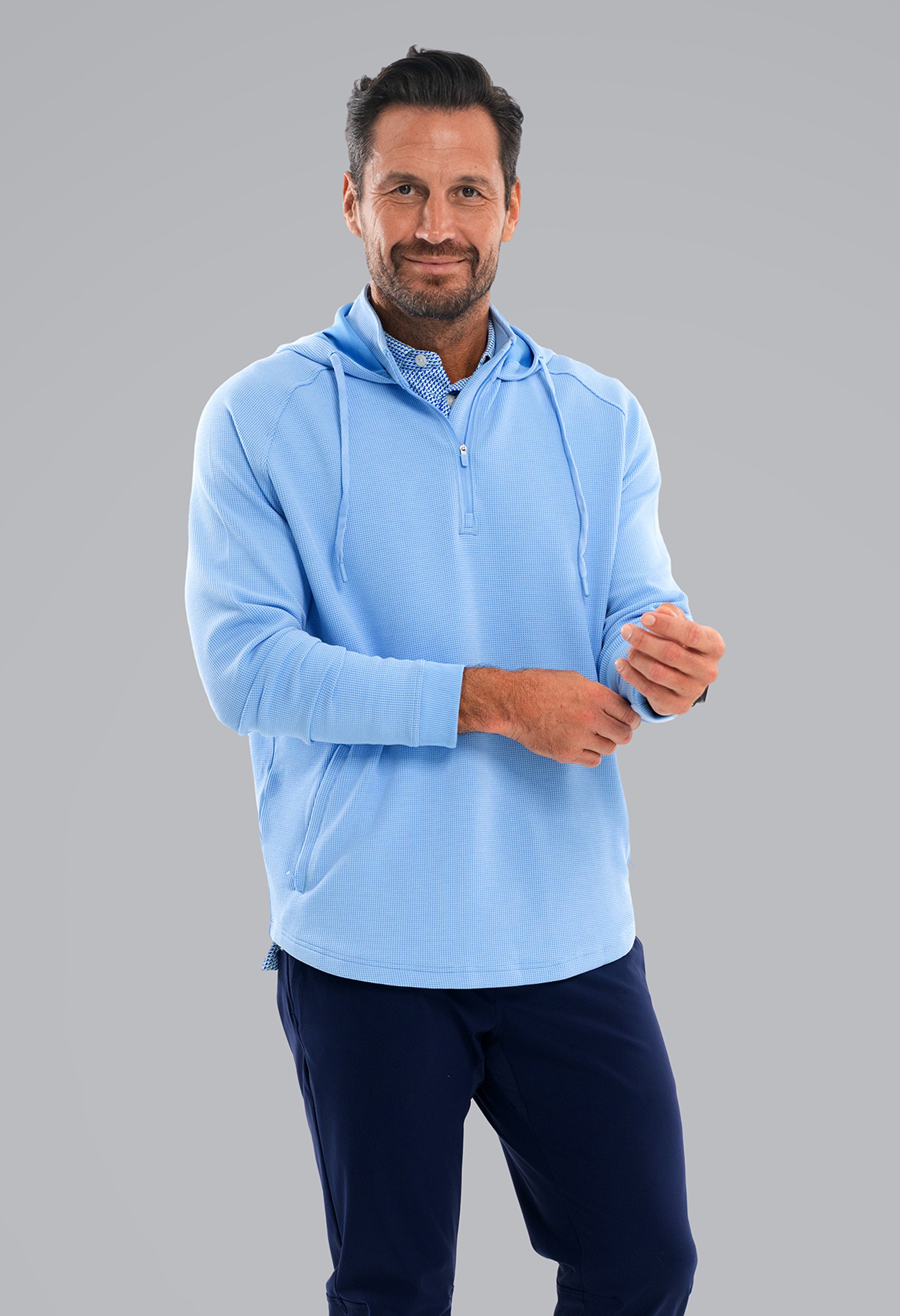 IBKÜL - Waffle Knit Hoody - Color: Chambray Heather