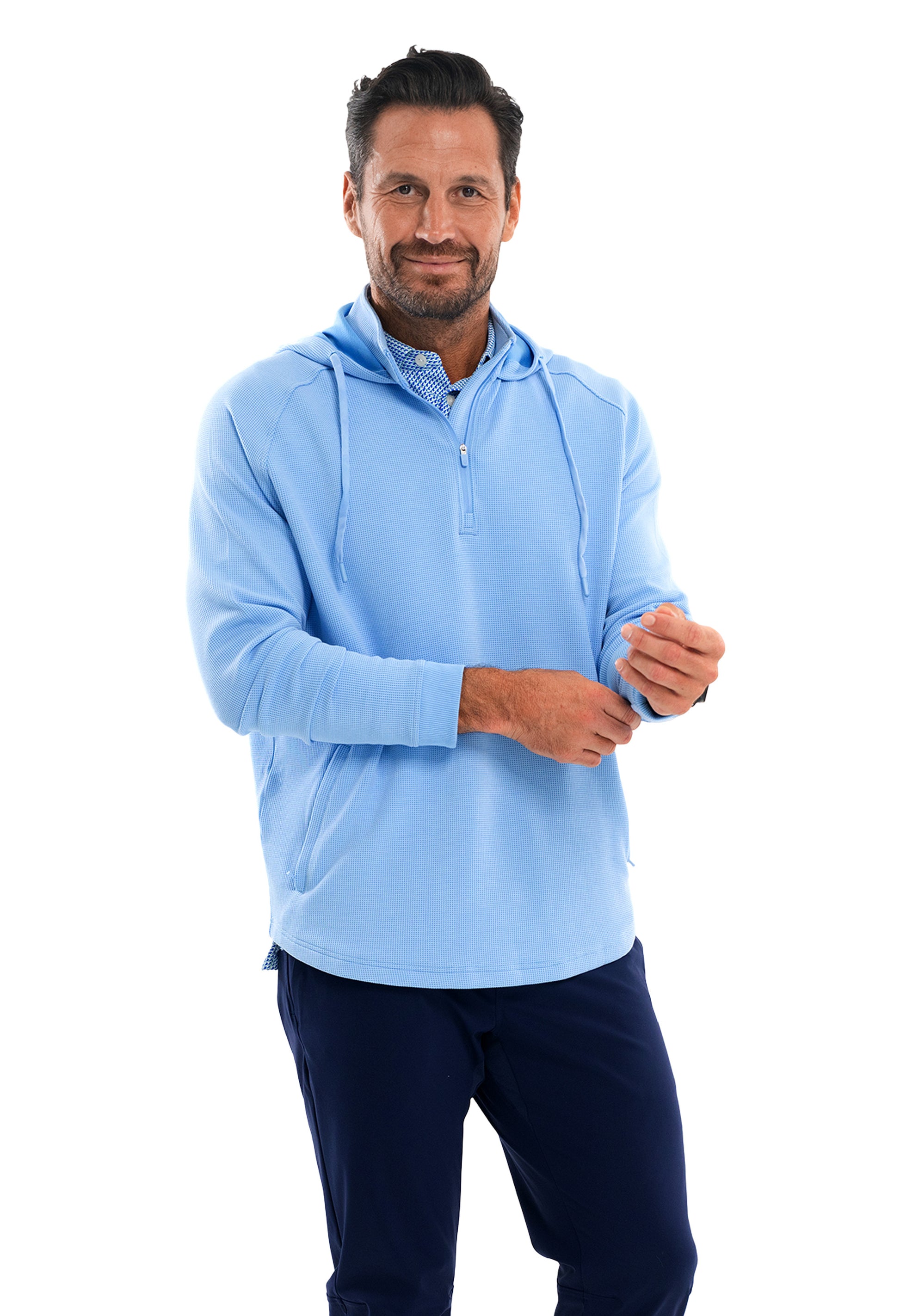 IBKÜL - Waffle Knit Hoody - Color: Chambray Heather