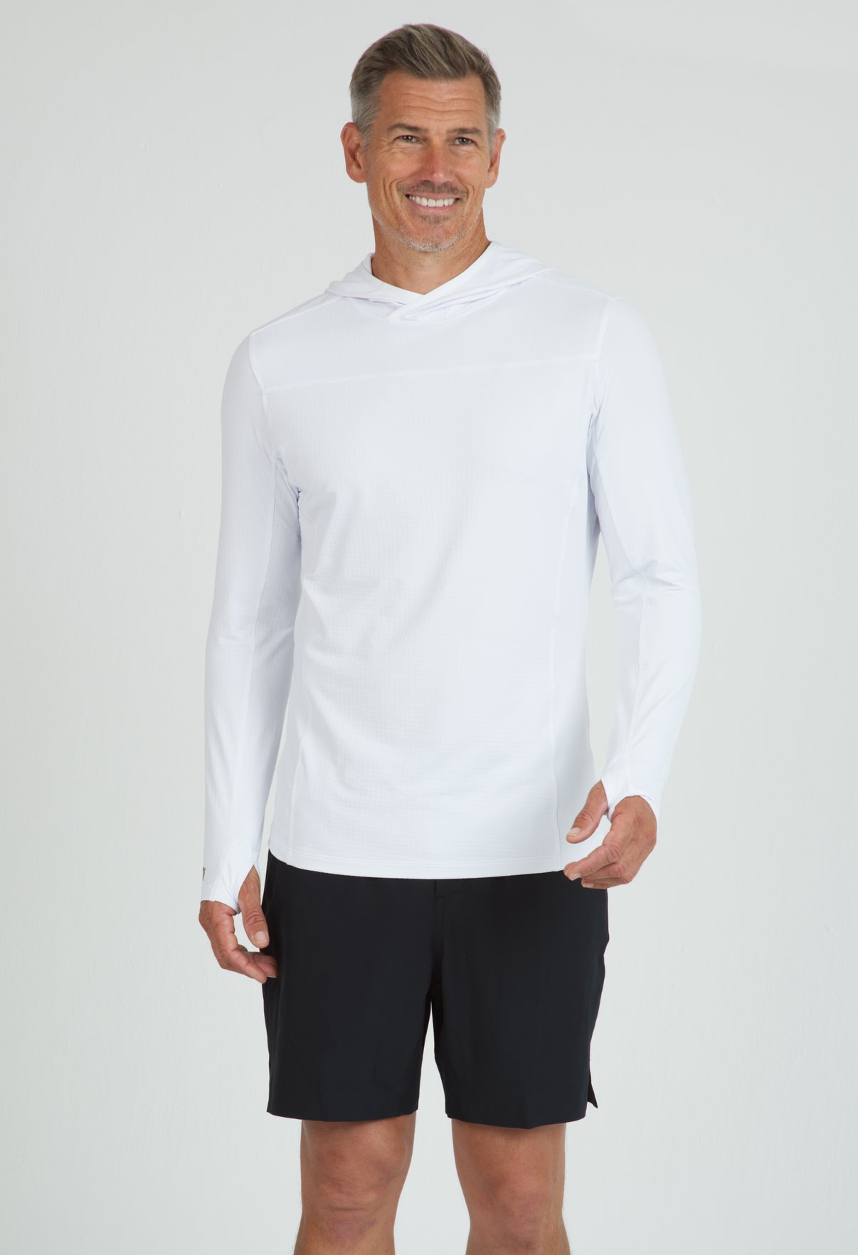 IBKÜL - Men's Solid Long Sleeve Hoody - 91199 - Color: White