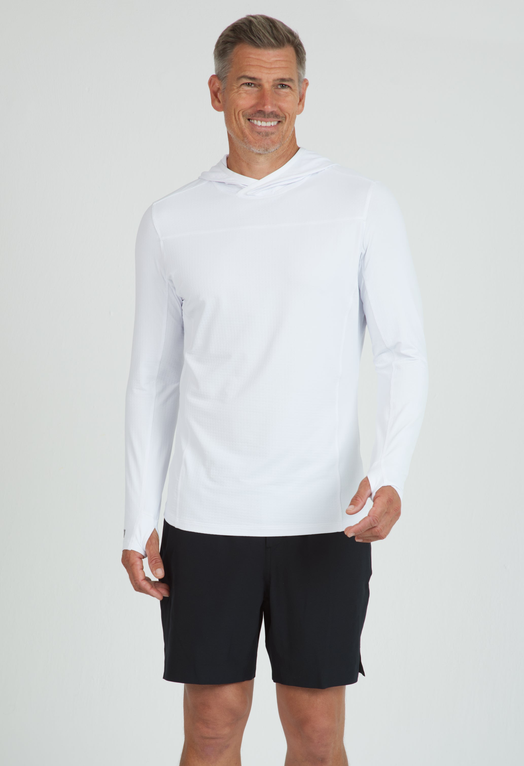 IBKÜL - Men's Solid Long Sleeve Hoody - 91199 - Color: White