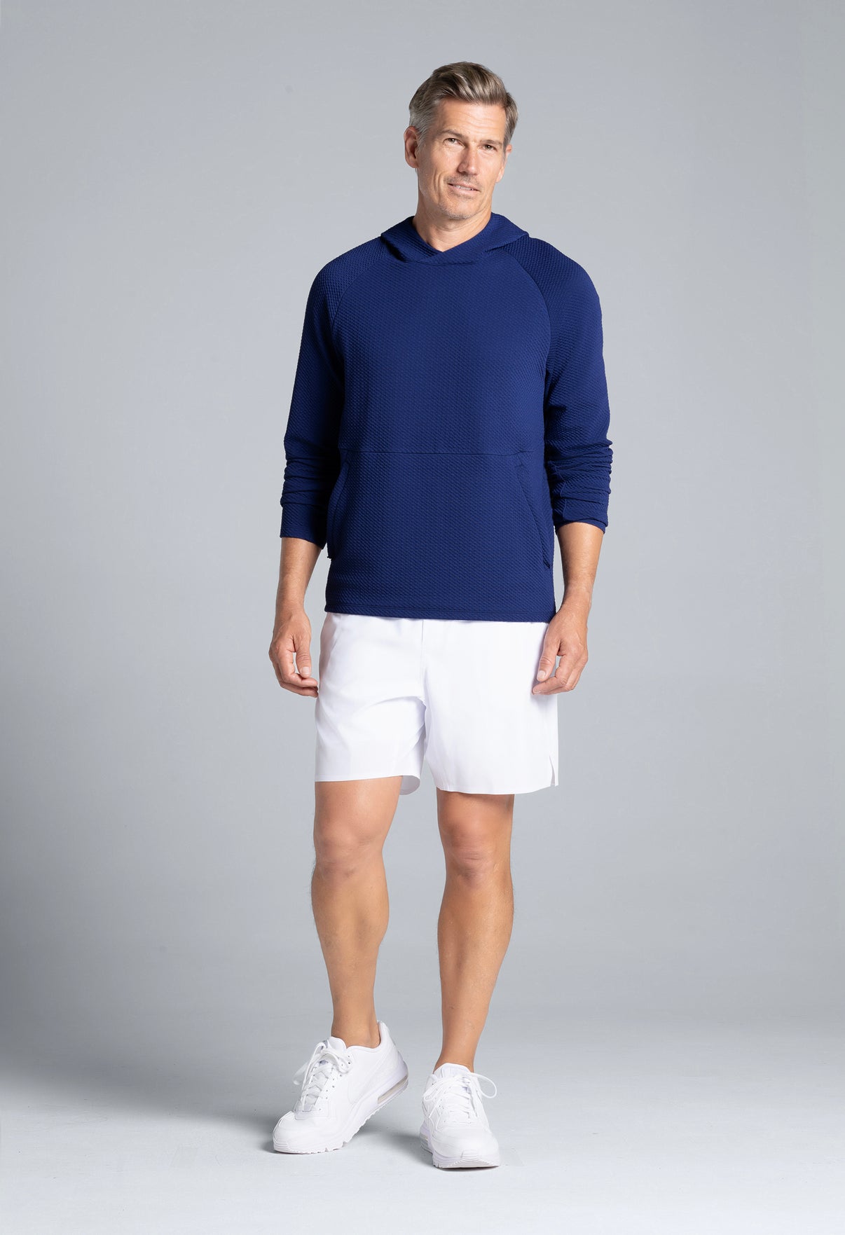 IBKÜL - Solid Popcorn Stitch Hoody - 94001 - Color: Navy