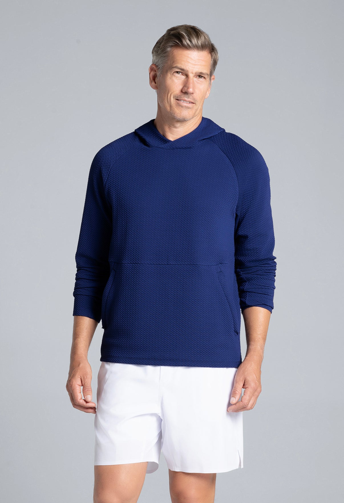 IBKÜL - Solid Popcorn Stitch Hoody - 94001 - Color: Navy