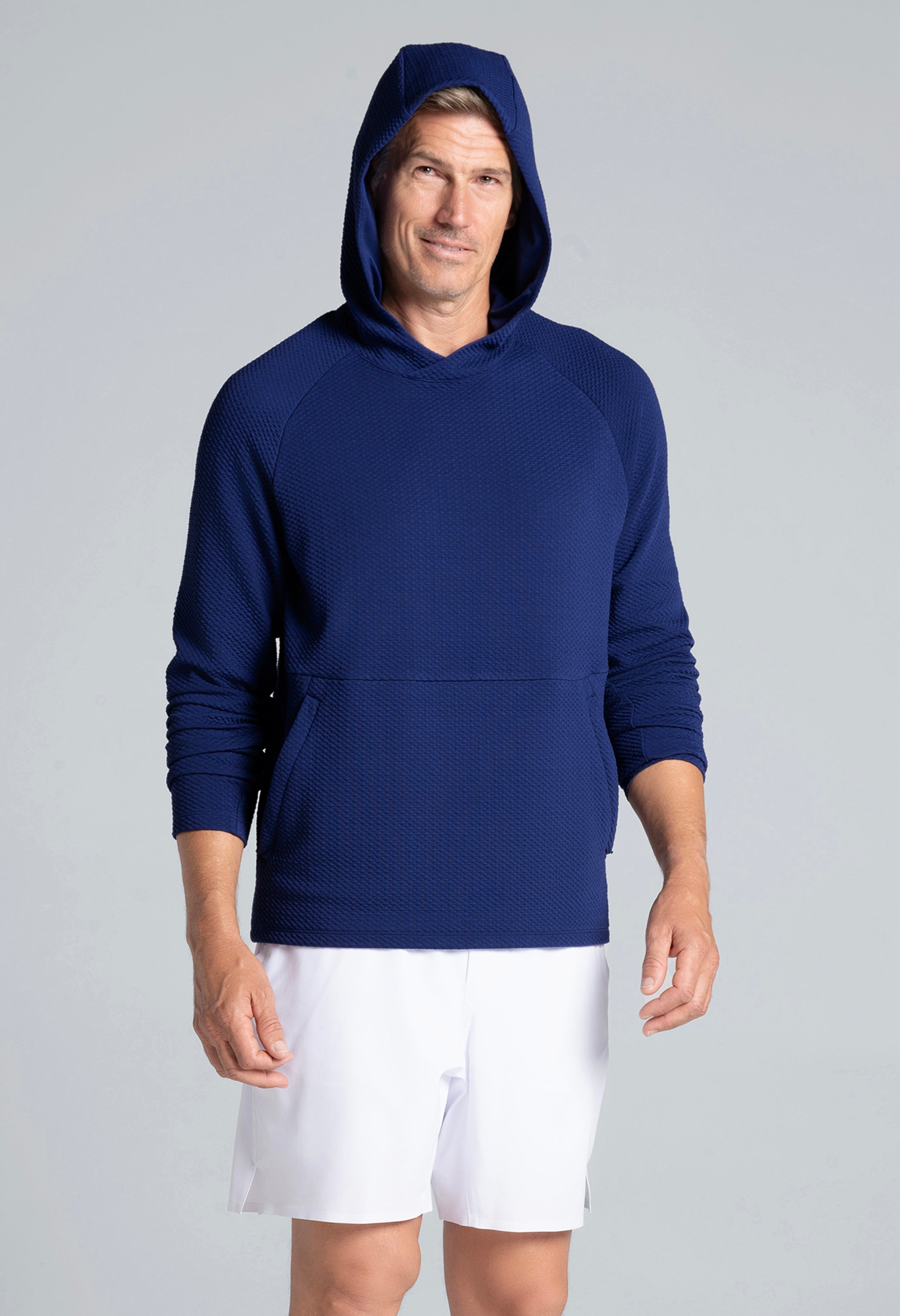 IBKÜL - Solid Popcorn Stitch Hoody - 94001 - Color: Navy